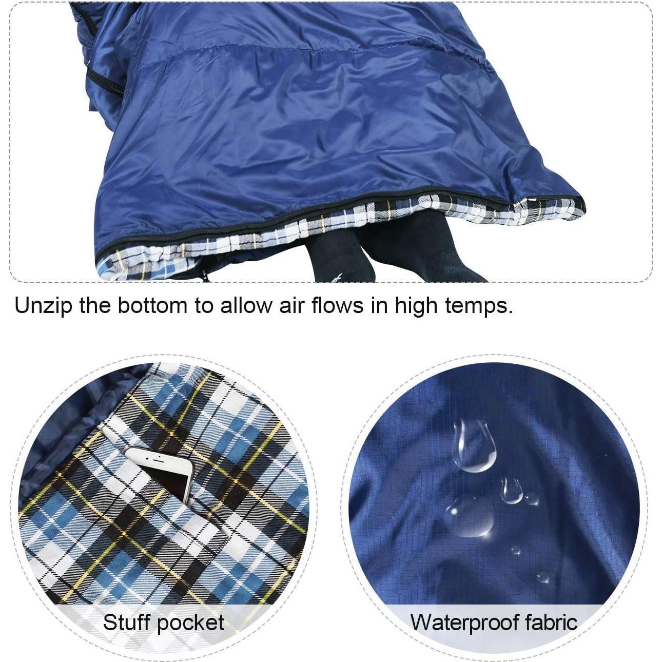 Saco de Dormir REDCAMP XL Franela 2lbs Azul 230x90cm