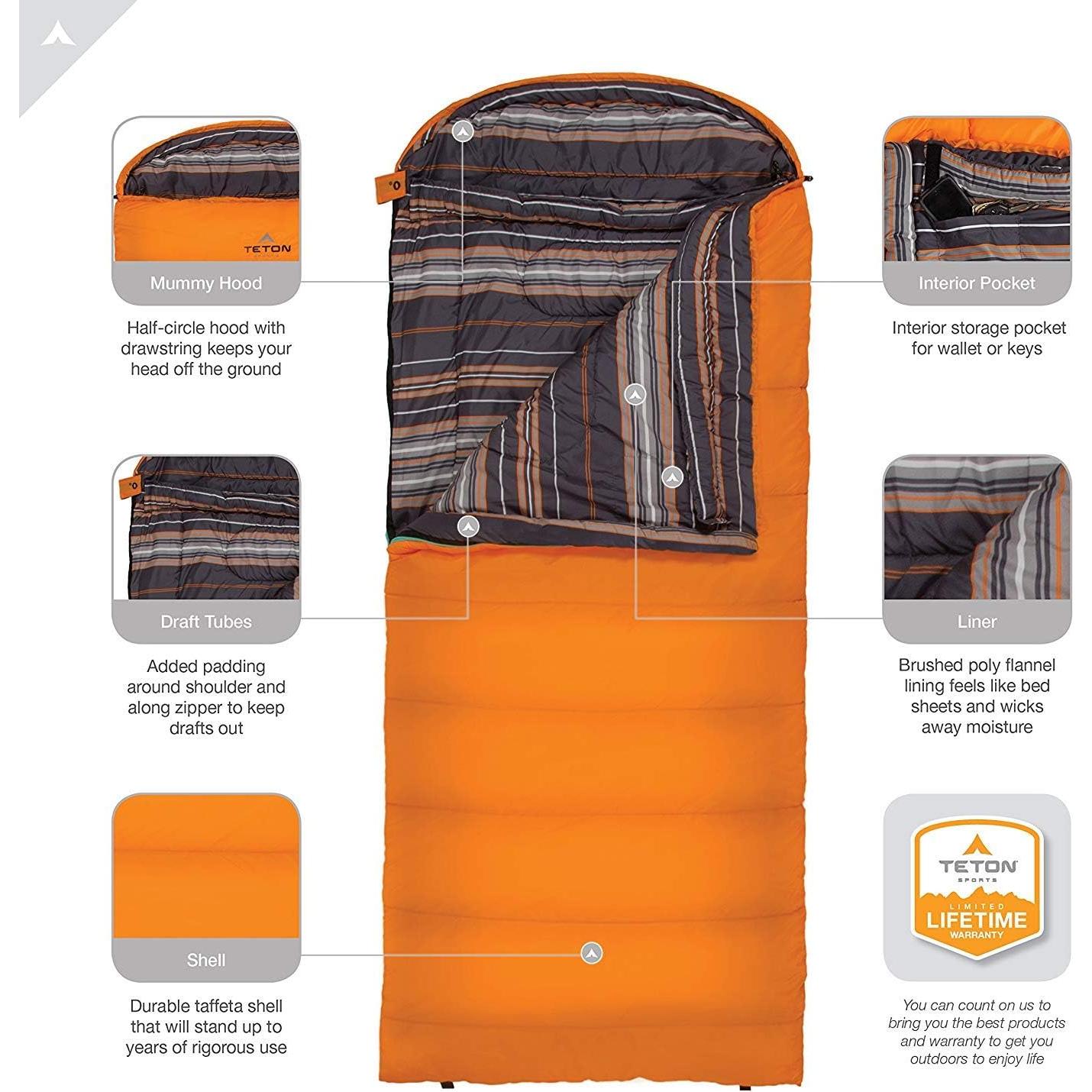 Saco de dormir TETON Sports Celsius Regular -17.78C Naranja