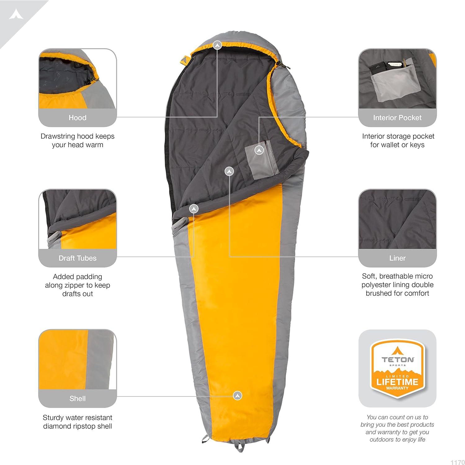 Saco de dormir TETON Sports ultraligero 5°C doble ancho