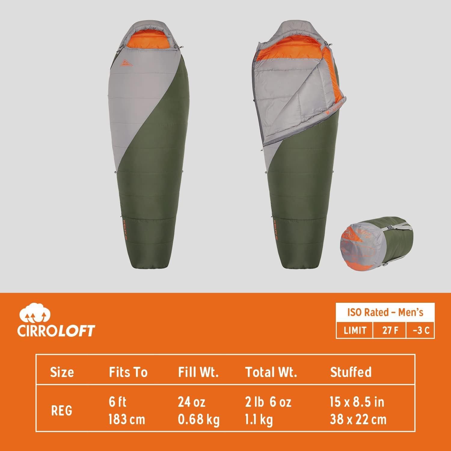 Saco de Dormir Sintético Kelty Cosmic 40° Verde 198 cm