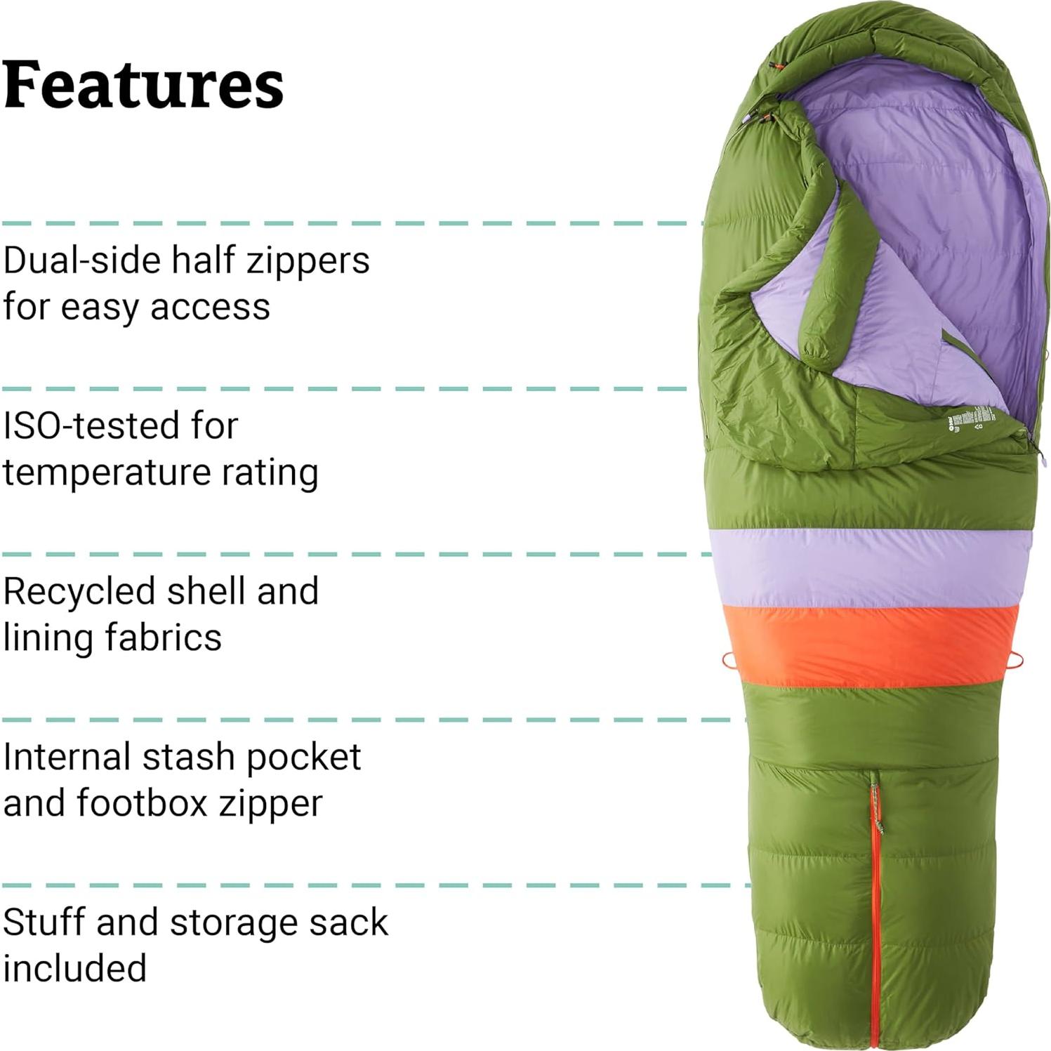 Saco de Sueño Marmot Angel Fire 25° para Mujeres - 1.33 kg