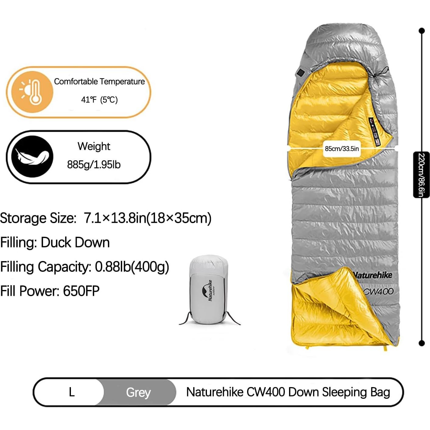 Saco de Dormir Ultraligero Naturehike CW400-1 para Clima Frío