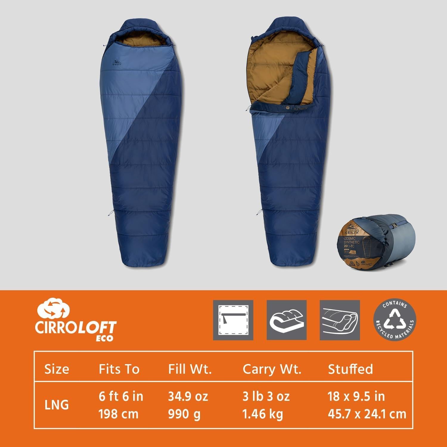 Saco de Dormir Kelty Cosmic 20 Synthetic 3 Estaciones Azul