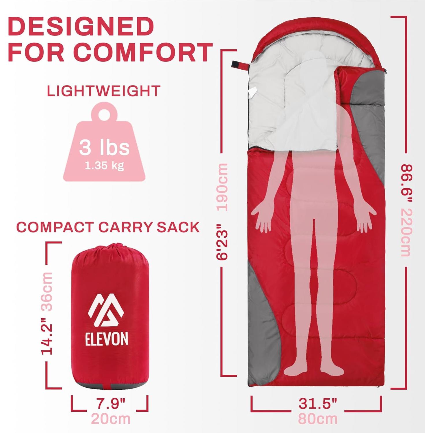 Saco de dormir doble Elevon XL impermeable para 2 personas