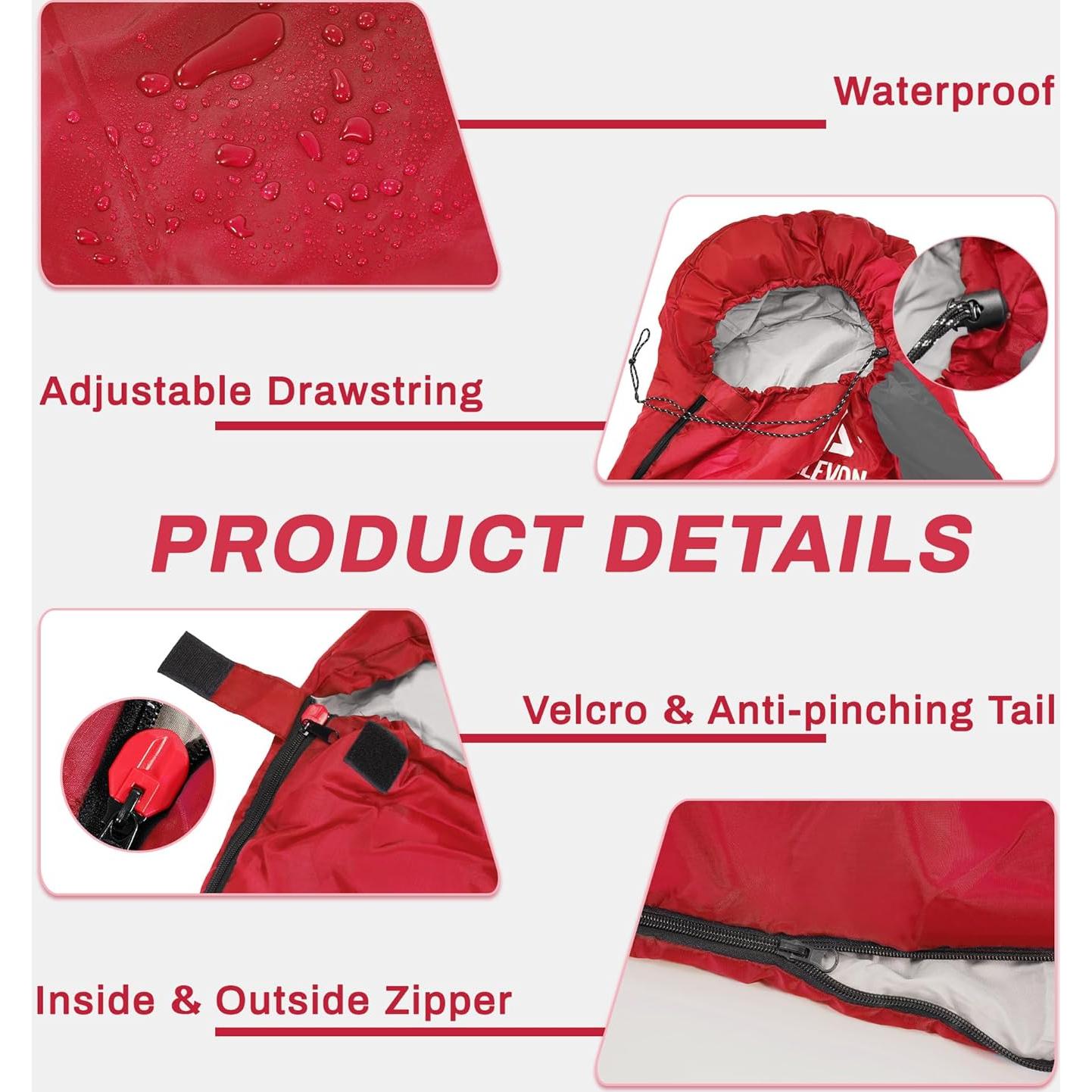 Saco de dormir doble Elevon XL impermeable para 2 personas