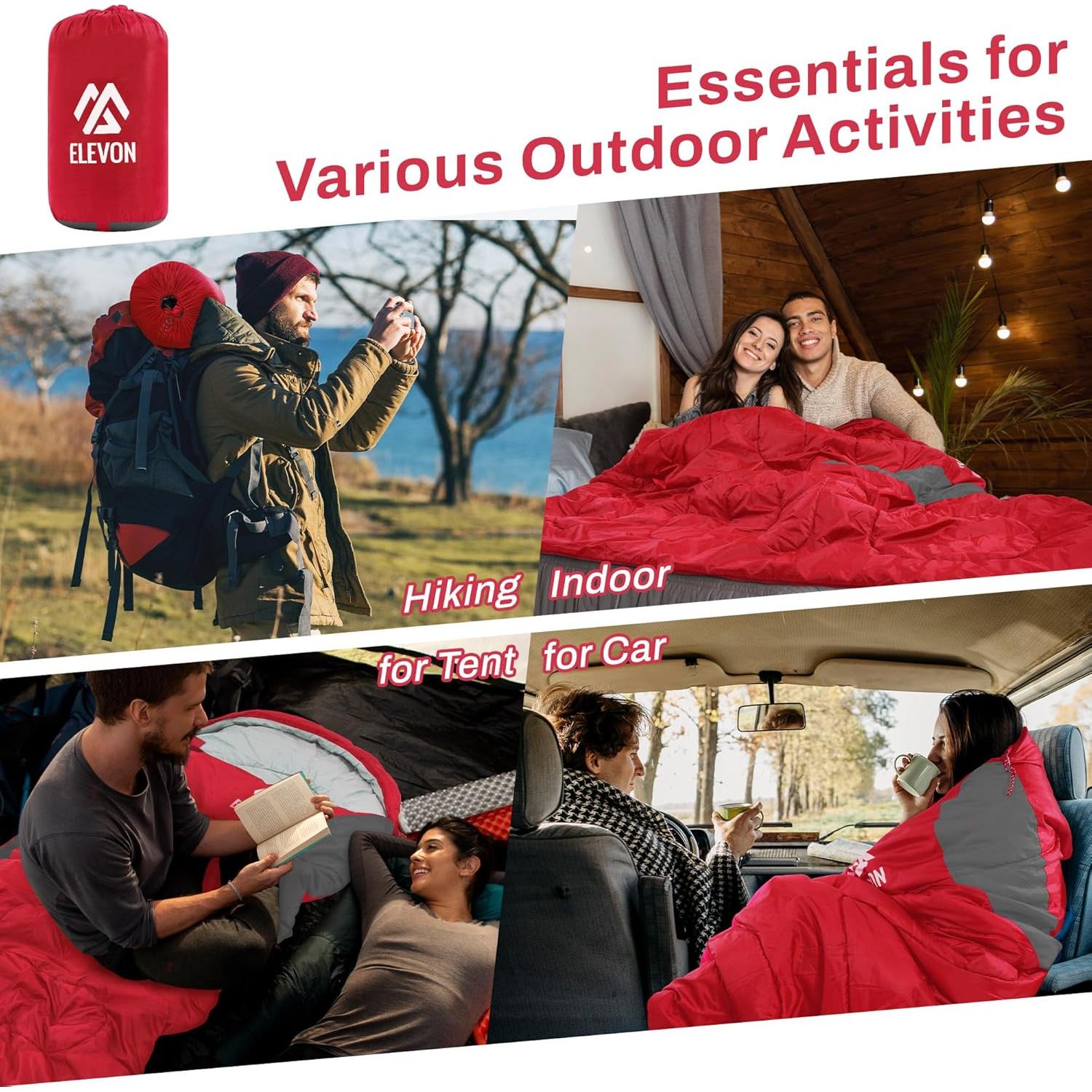 Saco de dormir doble Elevon XL impermeable para 2 personas