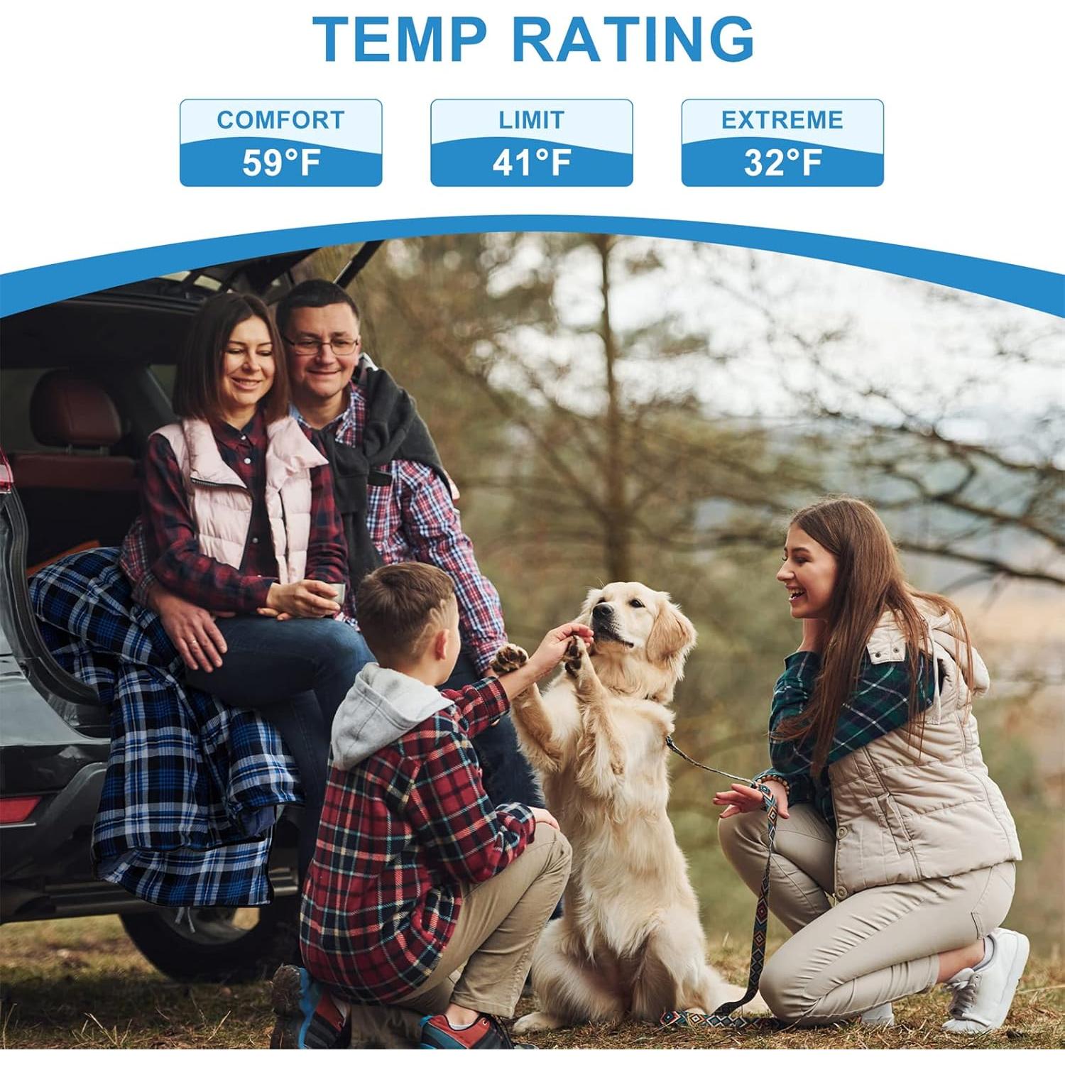 Saco de dormir doble AGEMORE algodón franela impermeable 2 personas