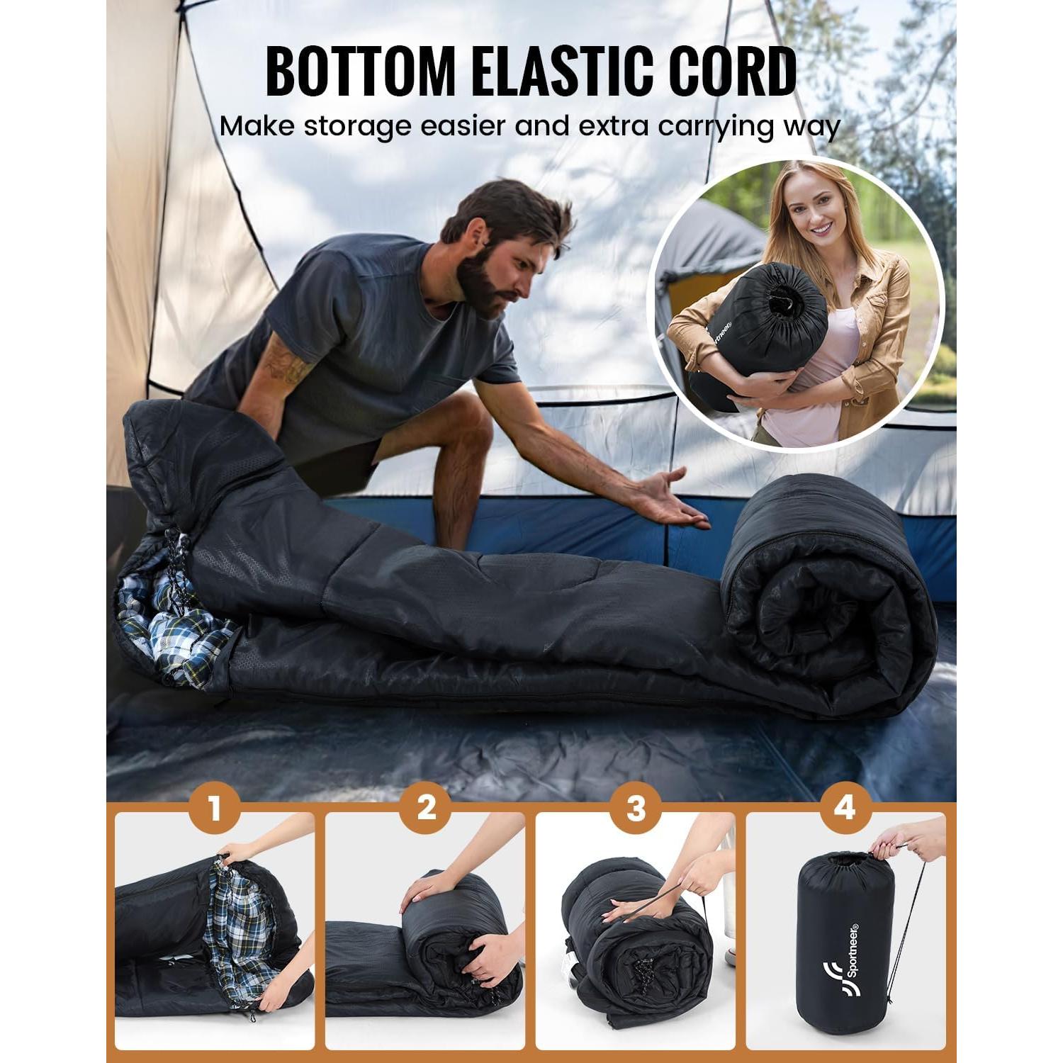 Saco de dormir Sportneer XL 0°C con capucha desmontable