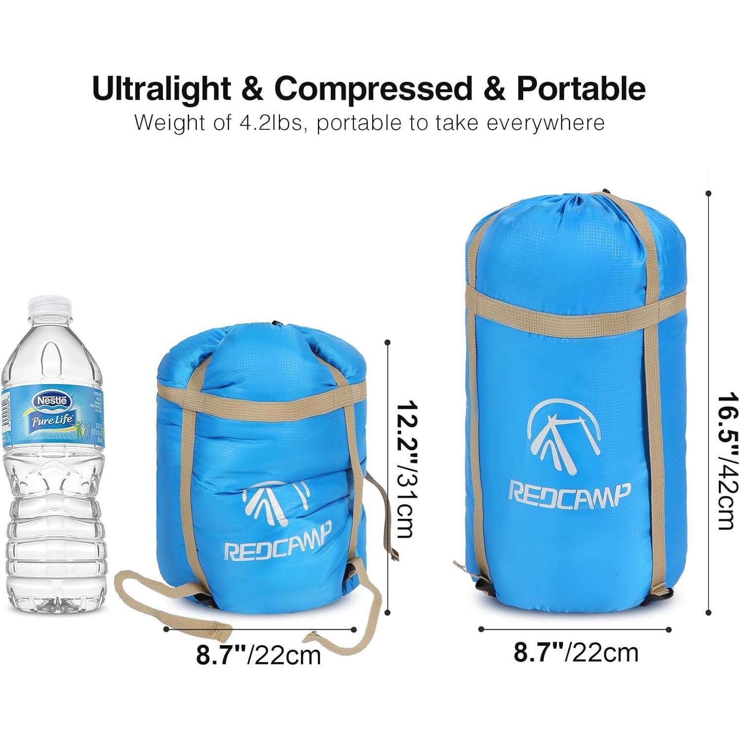 Saco de Dormir Doble REDCAMP Ultra Ligero 2 Personas 1.9kg