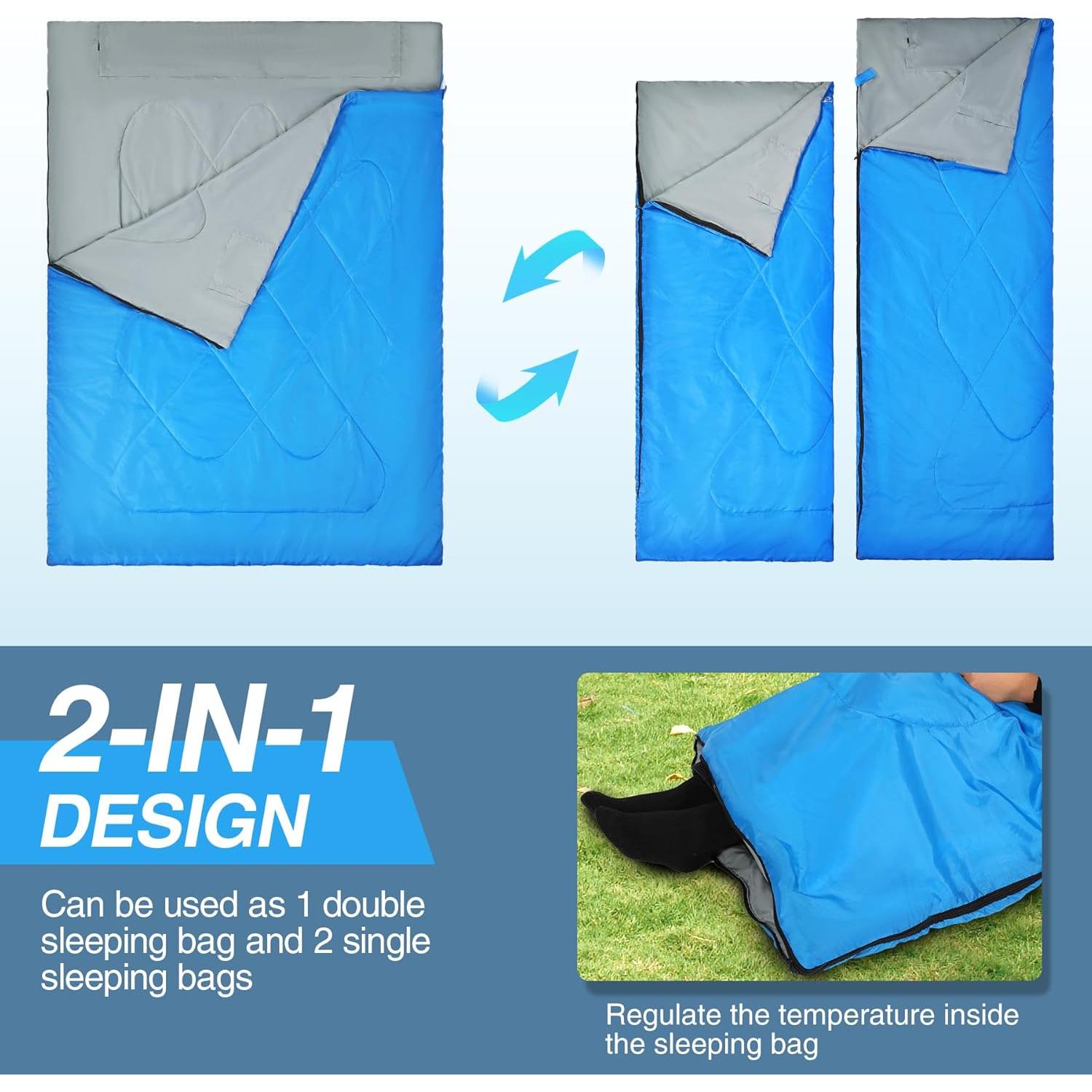 Saco de Dormir Doble REDCAMP Ultra Ligero 2 Personas 1.9kg