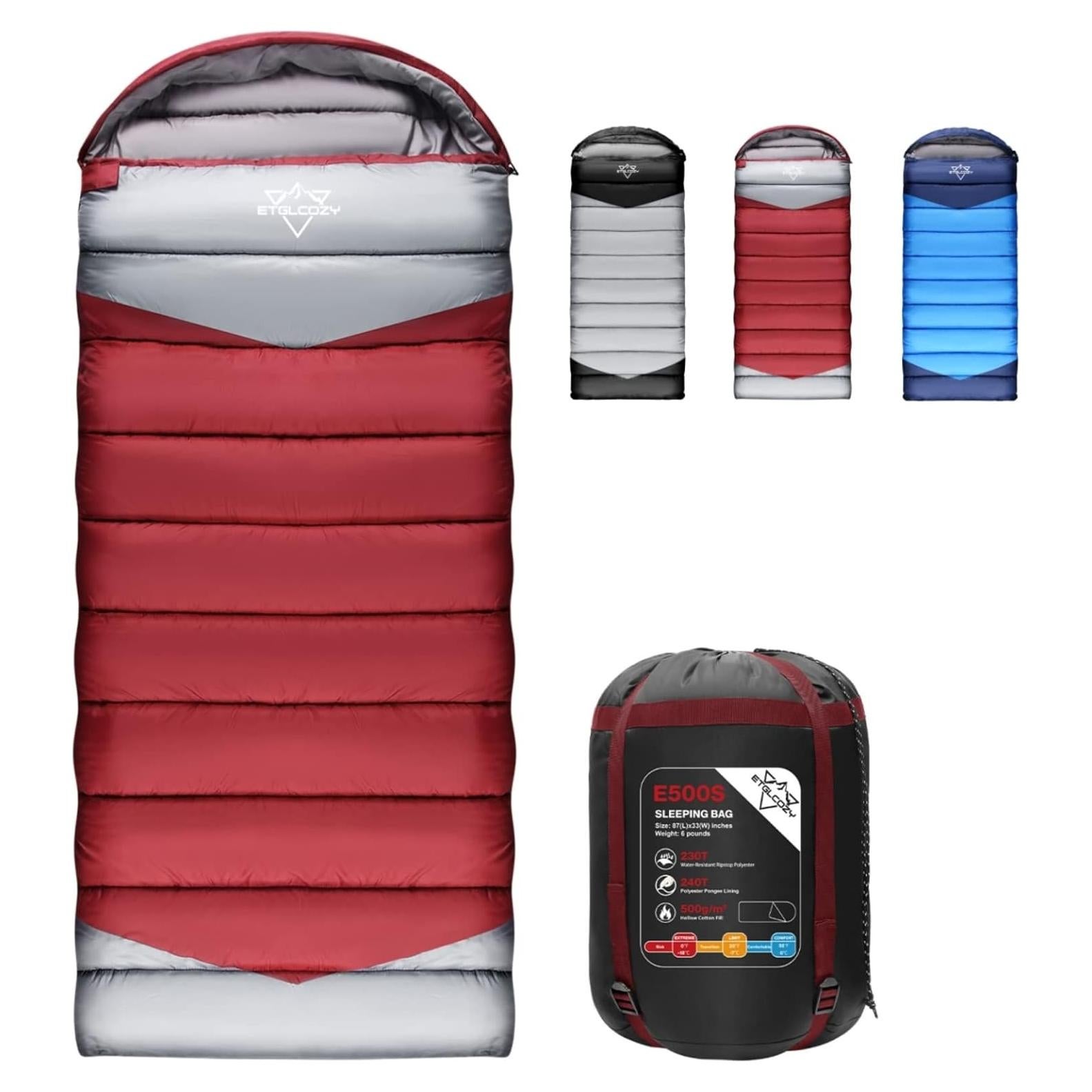 Saco de Dormir ETGLCOZY 4 Estaciones 220.9x85.1cm para Camping