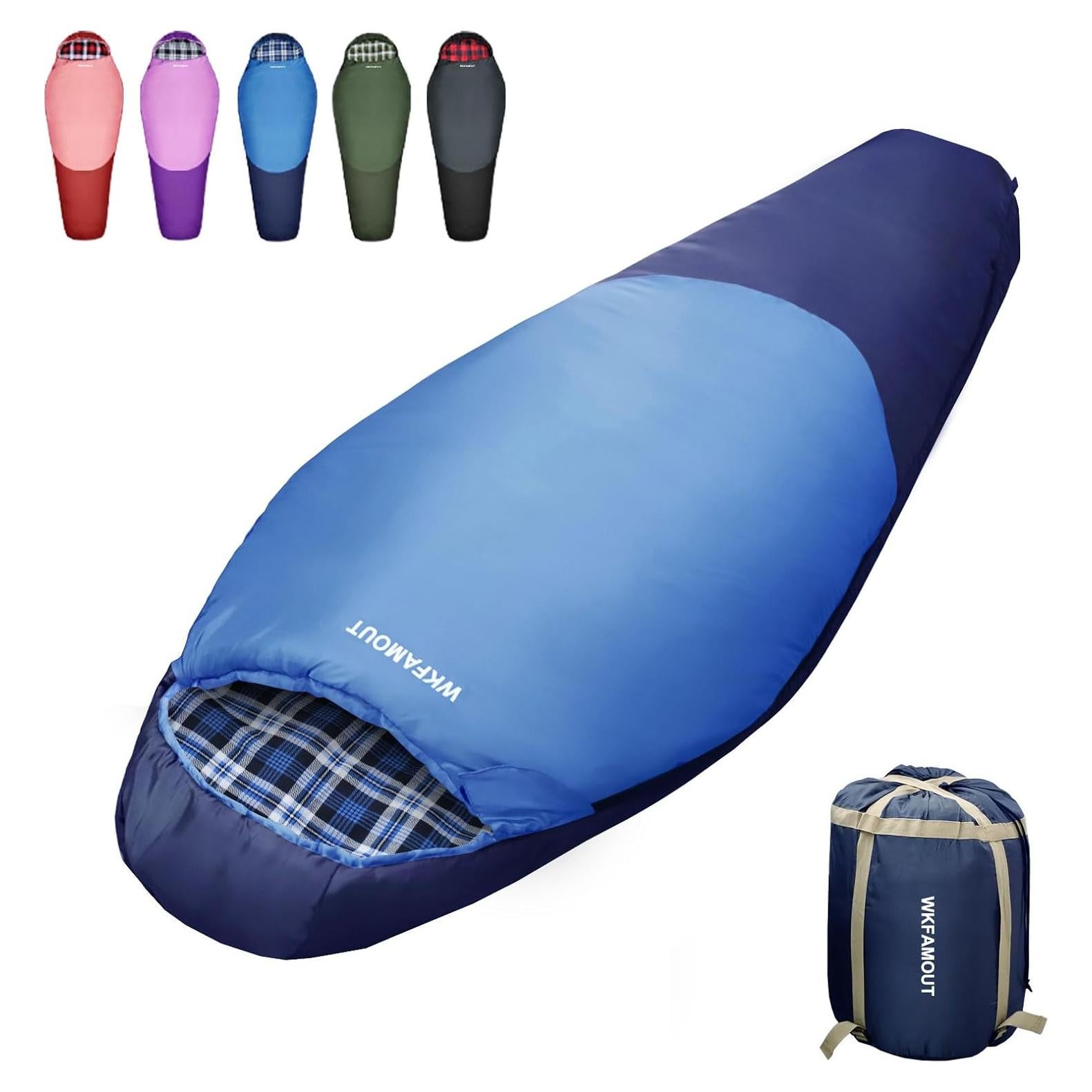 Saco de dormir momia WKFAMOUT 0°C Franela Lavable 1.77kg