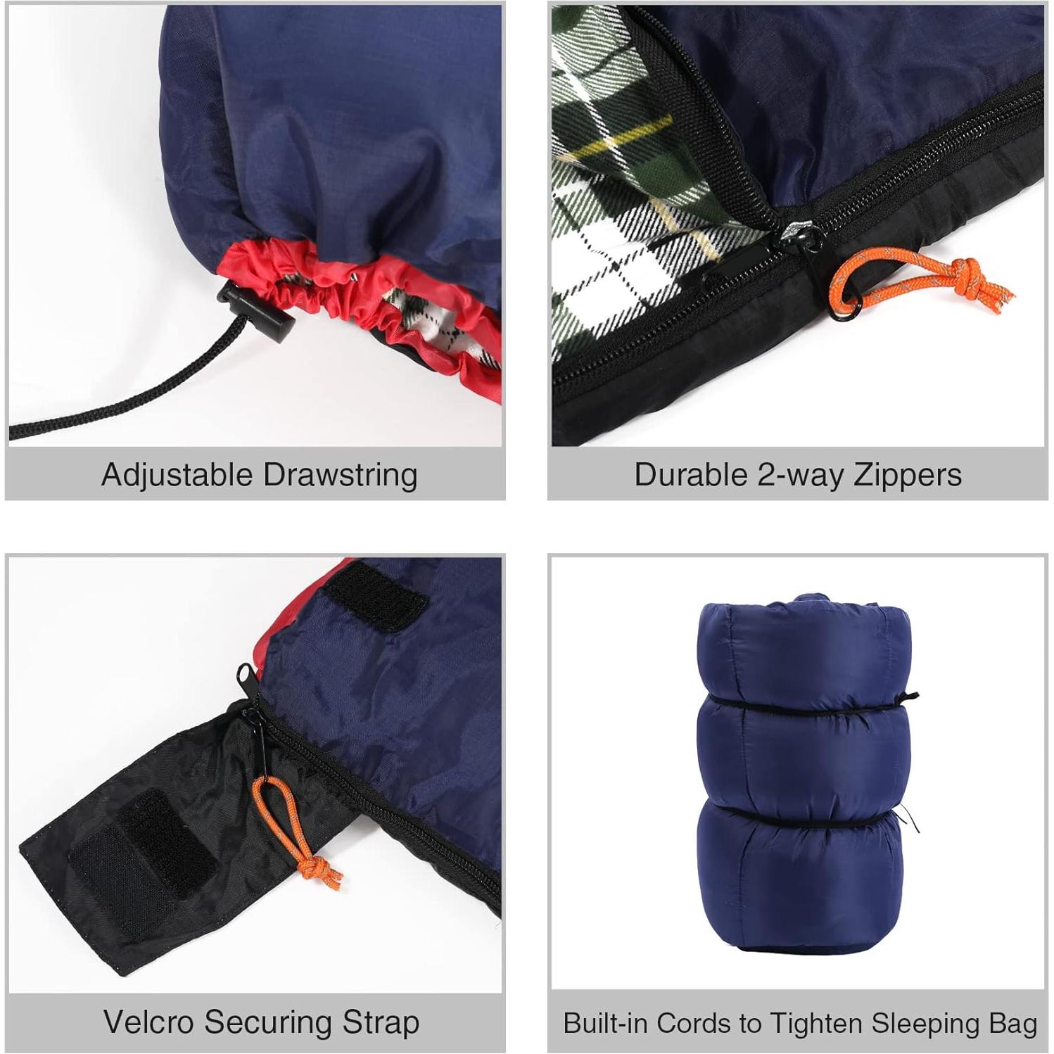 Saco de dormir REDCAMP de franela 2.1kg para camping