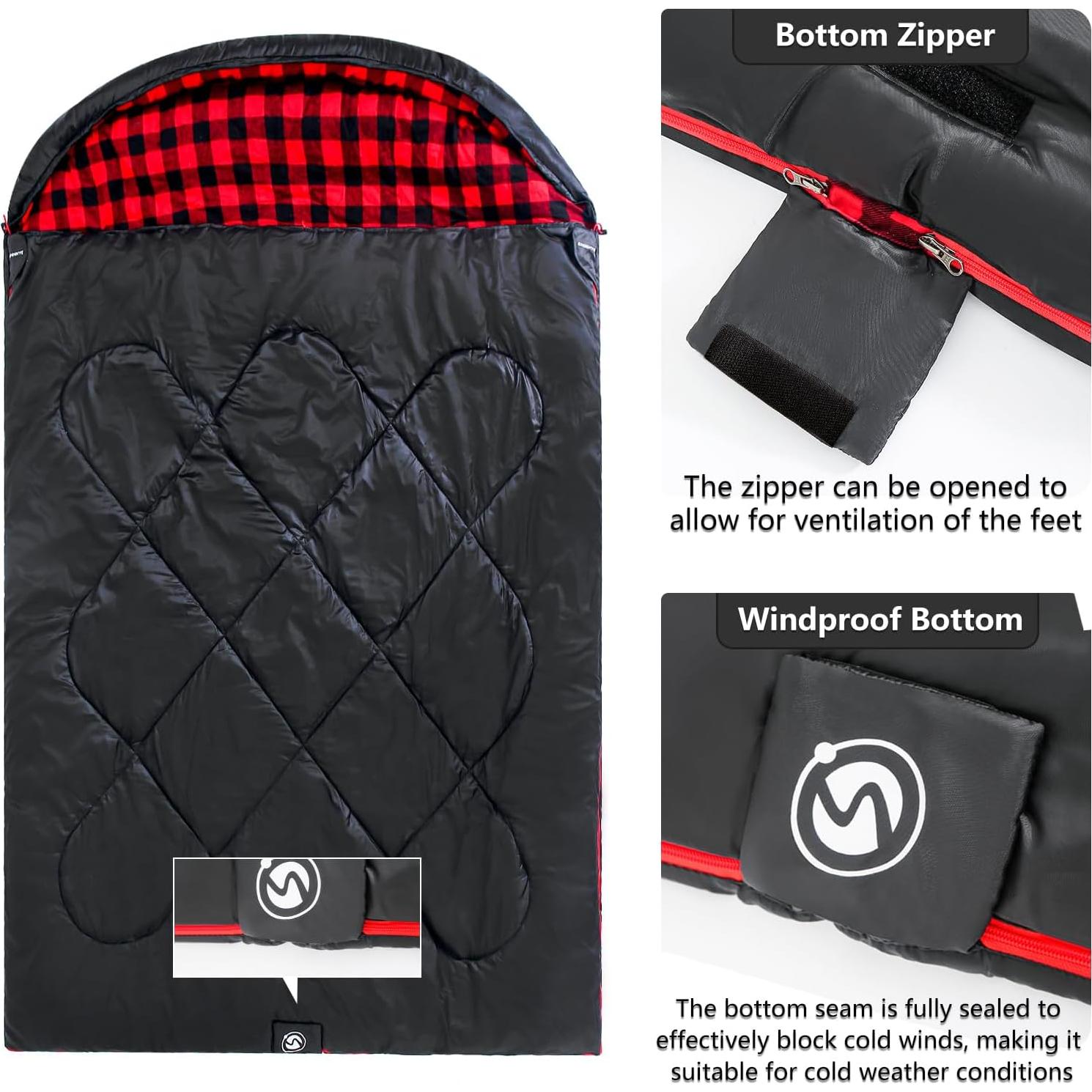 Saco de Dormir Doble ShinHye XXL para 2 Personas - Franela