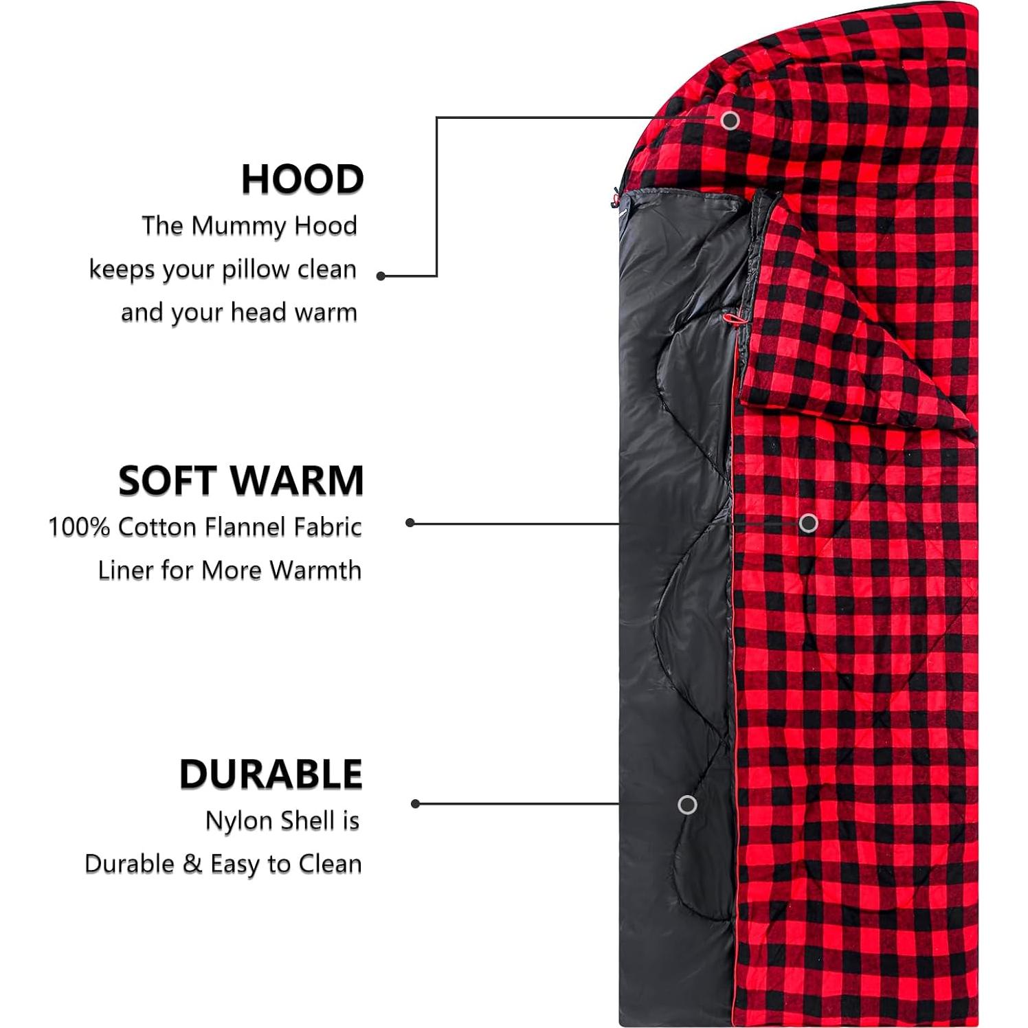 Saco de Dormir Doble ShinHye XXL para 2 Personas - Franela