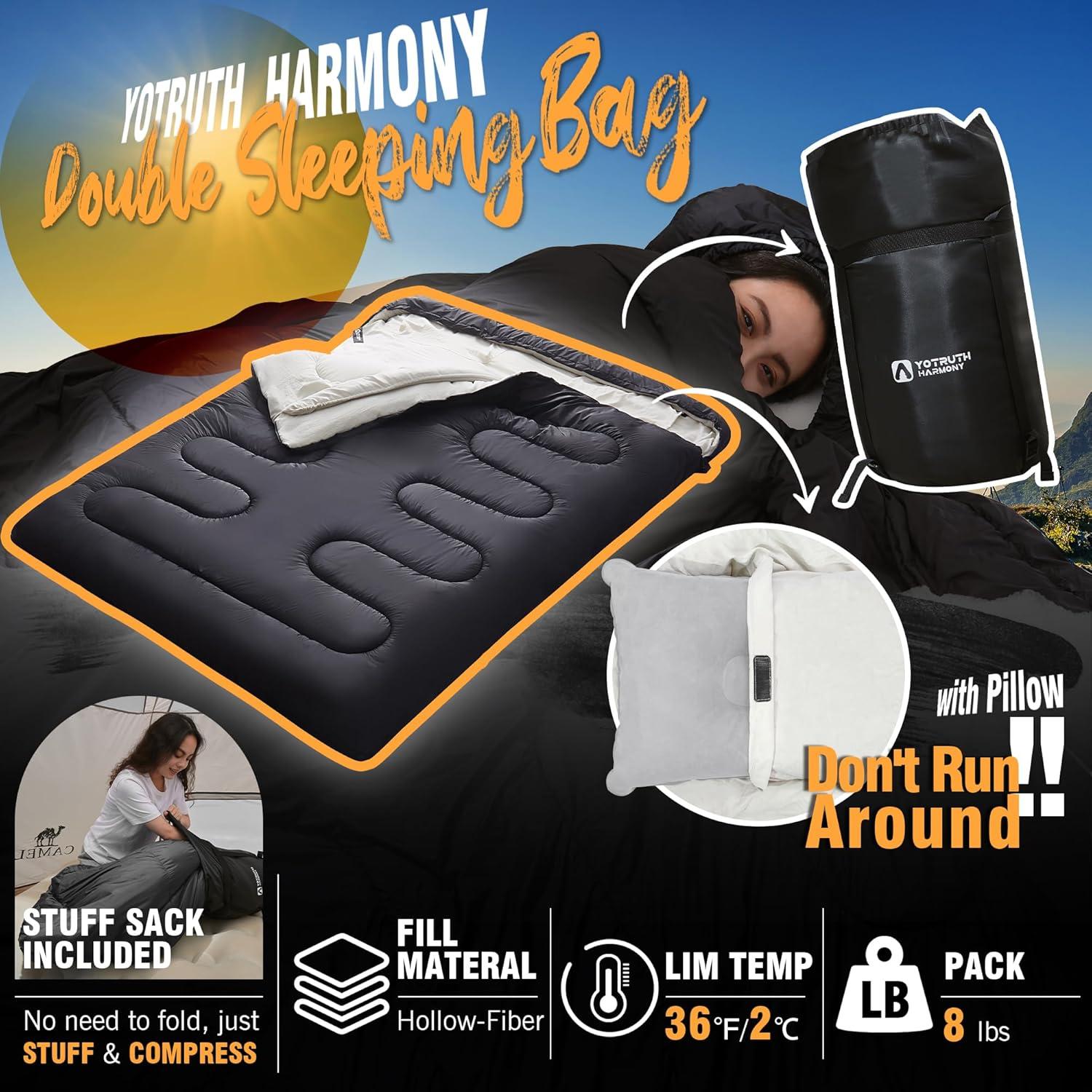 Saco de dormir doble Yotruth Harmony 400T 230x165cm 3 temporadas