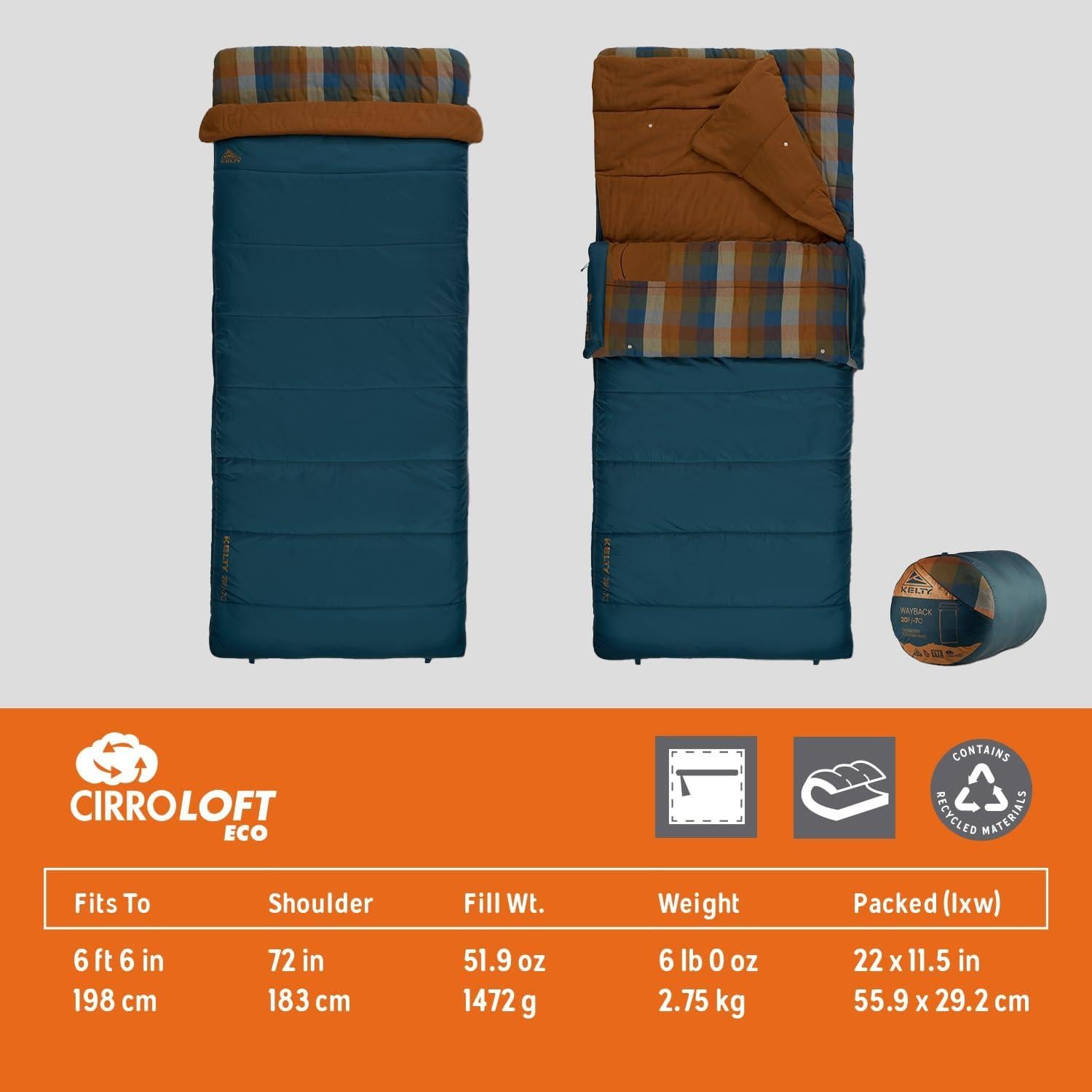 Saco de dormir Kelty Wayback 213x91 cm con manta incorporada