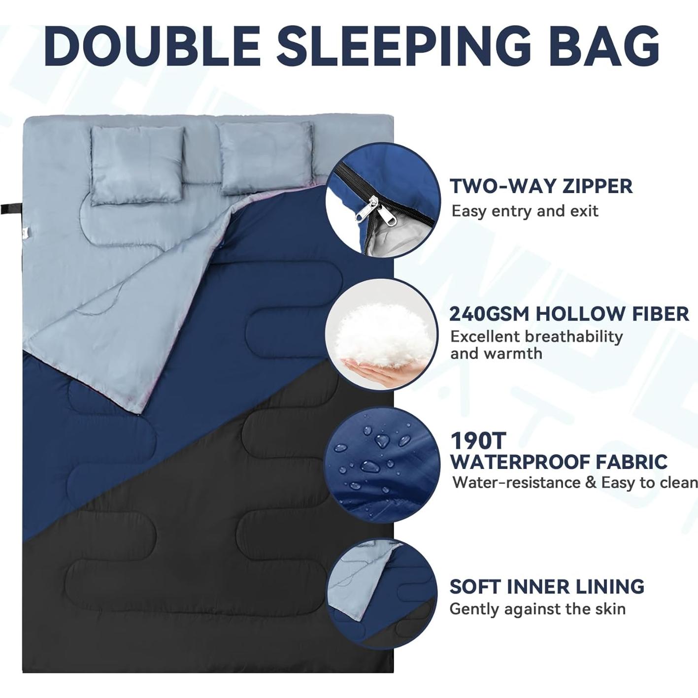 Saco de dormir doble Underwood Aggregator 220x150cm impermeable