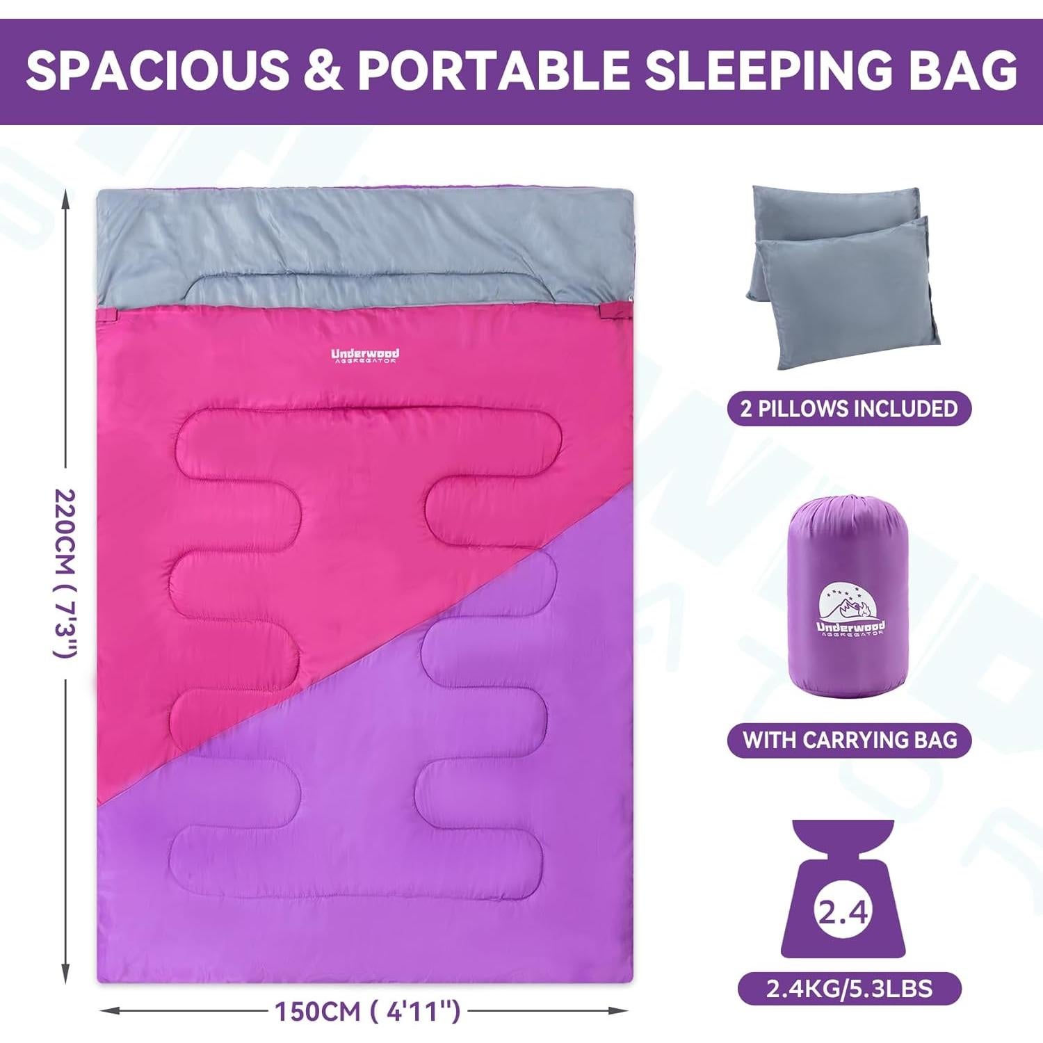 Saco de dormir doble Underwood Aggregator 220x150cm impermeable