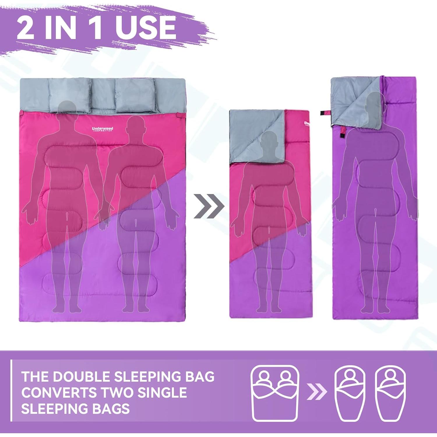 Saco de dormir doble Underwood Aggregator 220x150cm impermeable