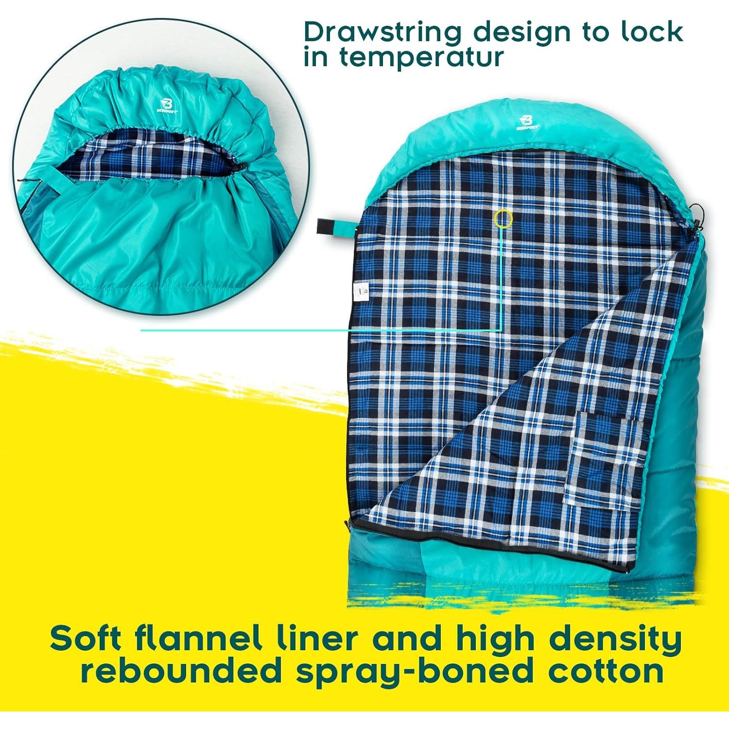 Saco de Dormir Bessport Grande Forrado de Franela -5°C a 15°C