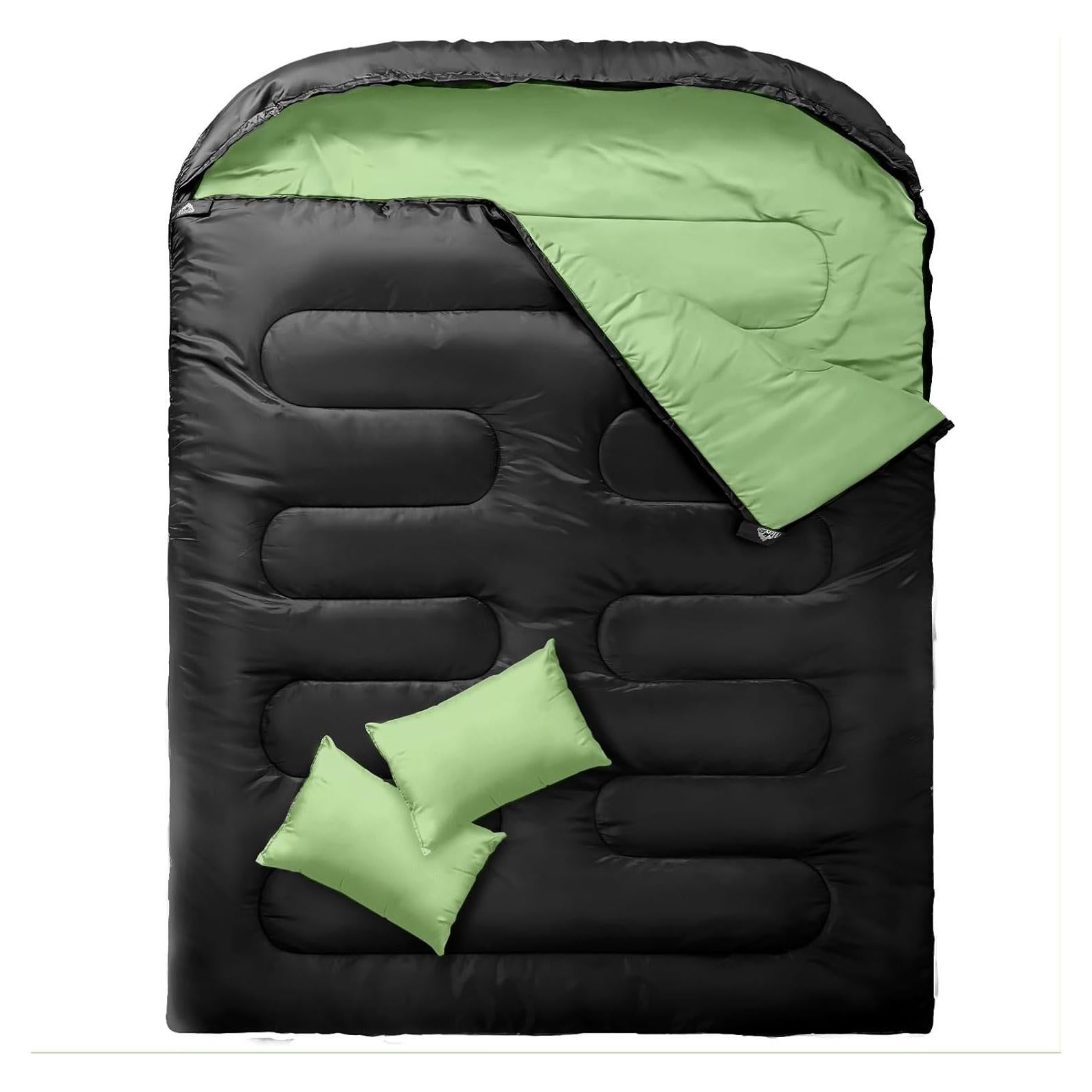 Saco de dormir doble MEREZA XL para 2 personas con almohadas