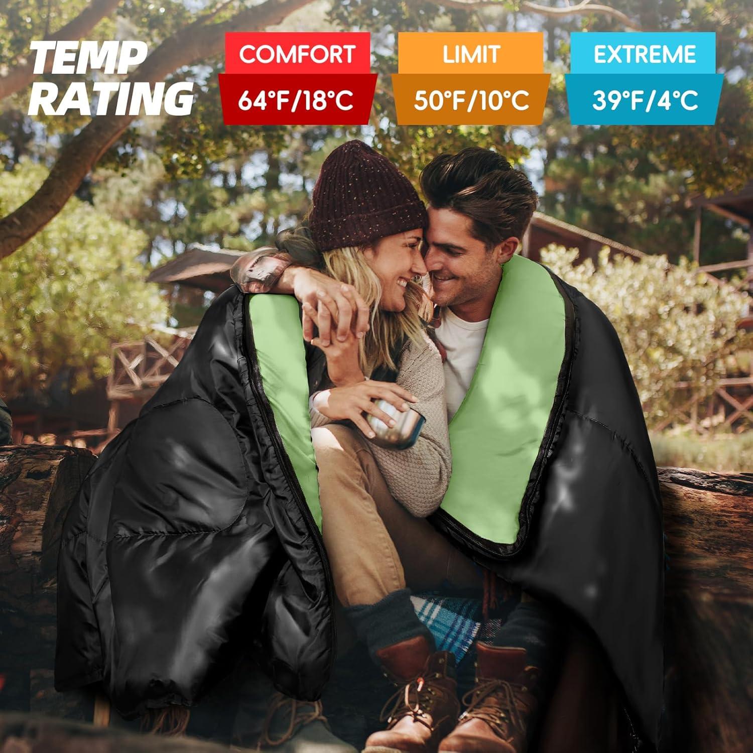 Saco de dormir doble MEREZA XL para 2 personas con almohadas