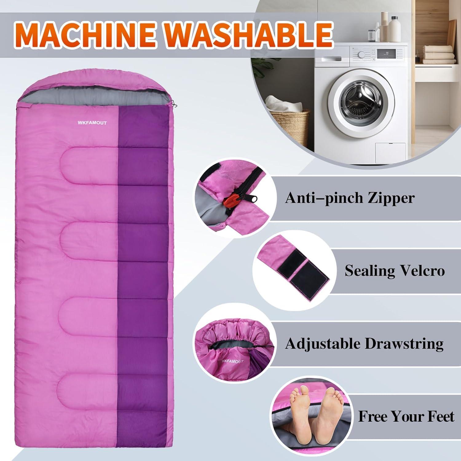 Saco de Dormir XL WKFAMOUT 10°C Impermeable 350GSM Camping