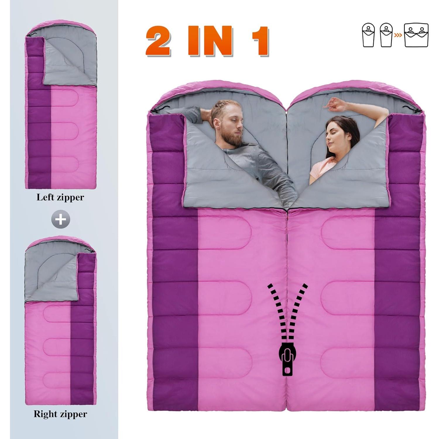 Saco de Dormir XL WKFAMOUT 10°C Impermeable 350GSM Camping