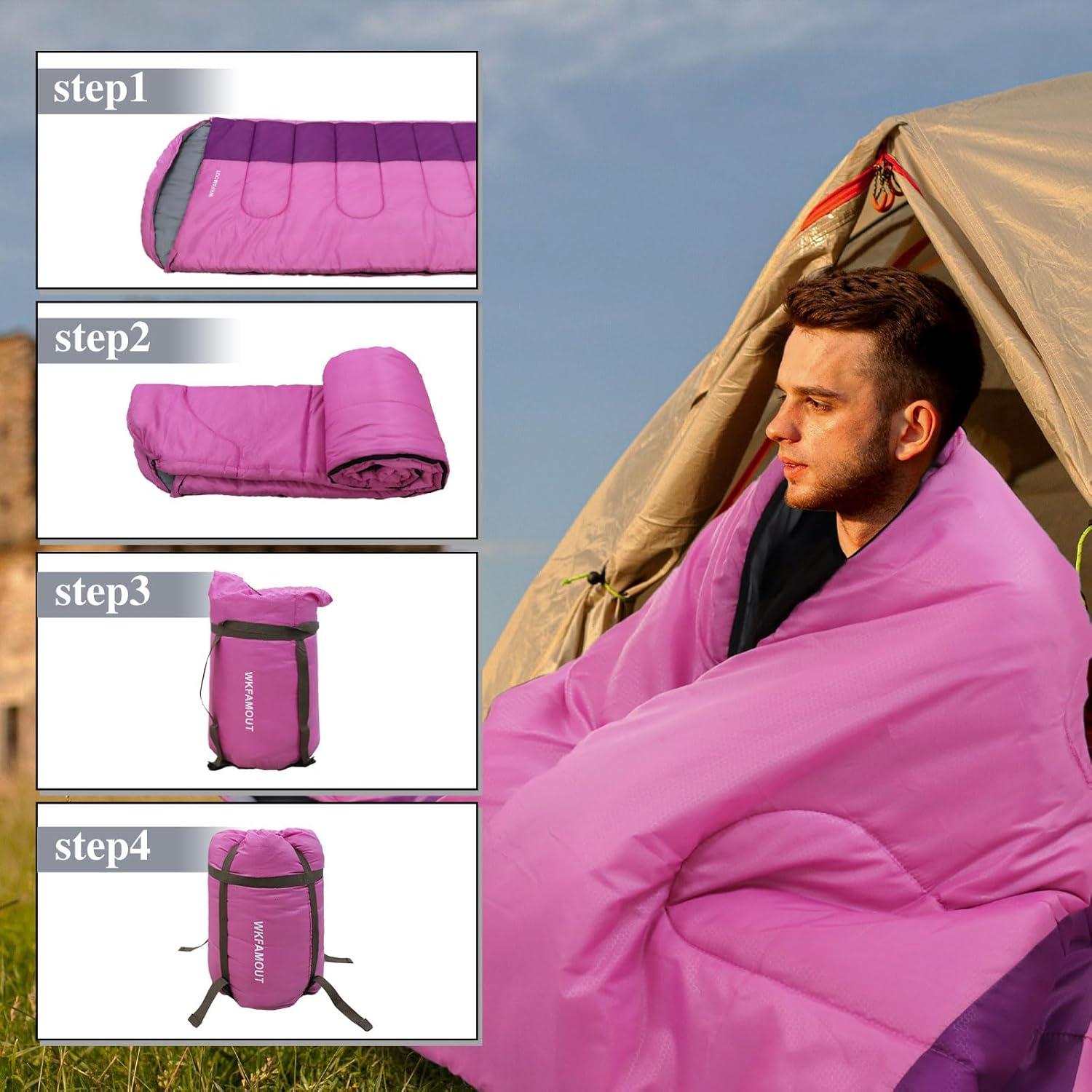 Saco de Dormir XL WKFAMOUT 10°C Impermeable 350GSM Camping