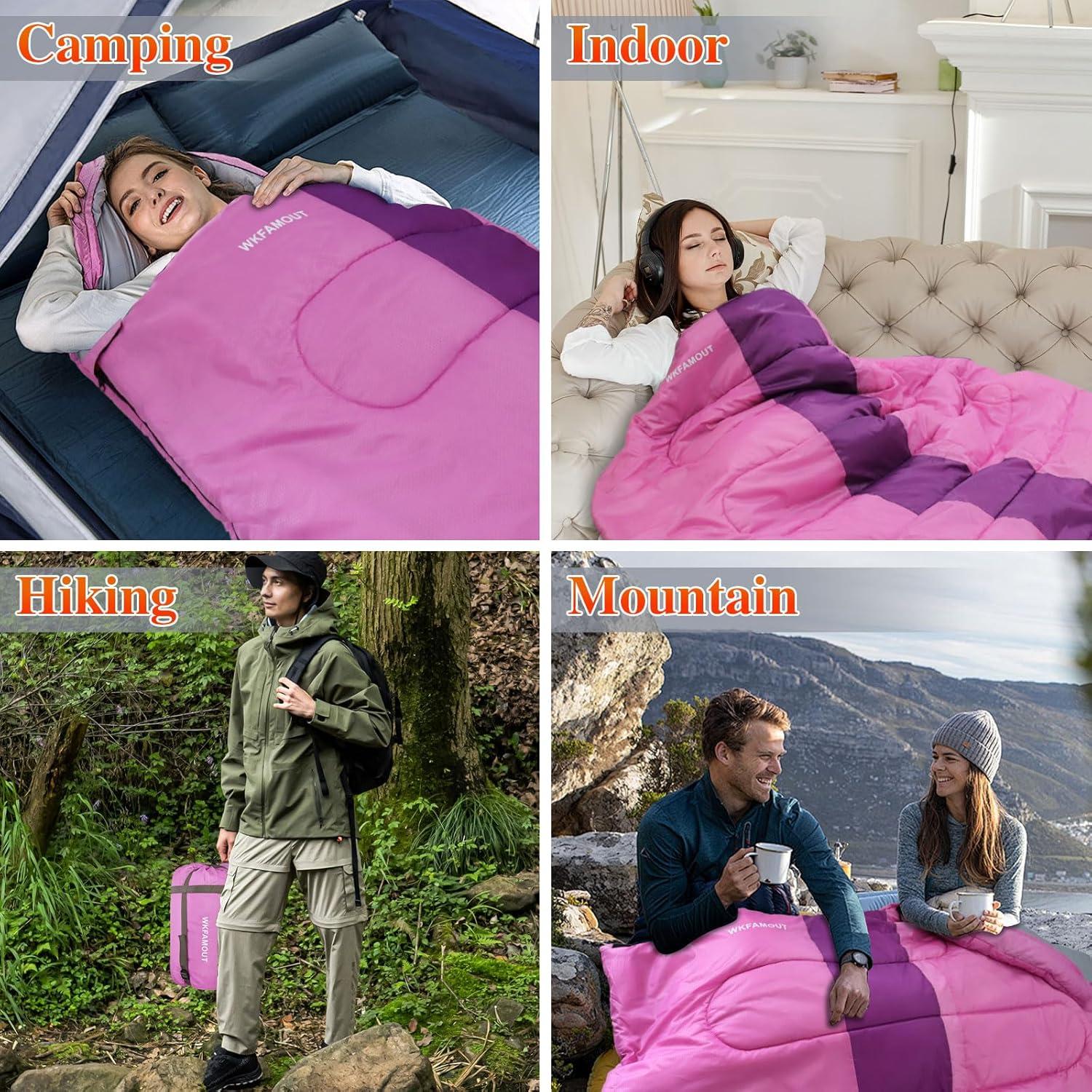 Saco de Dormir XL WKFAMOUT 10°C Impermeable 350GSM Camping