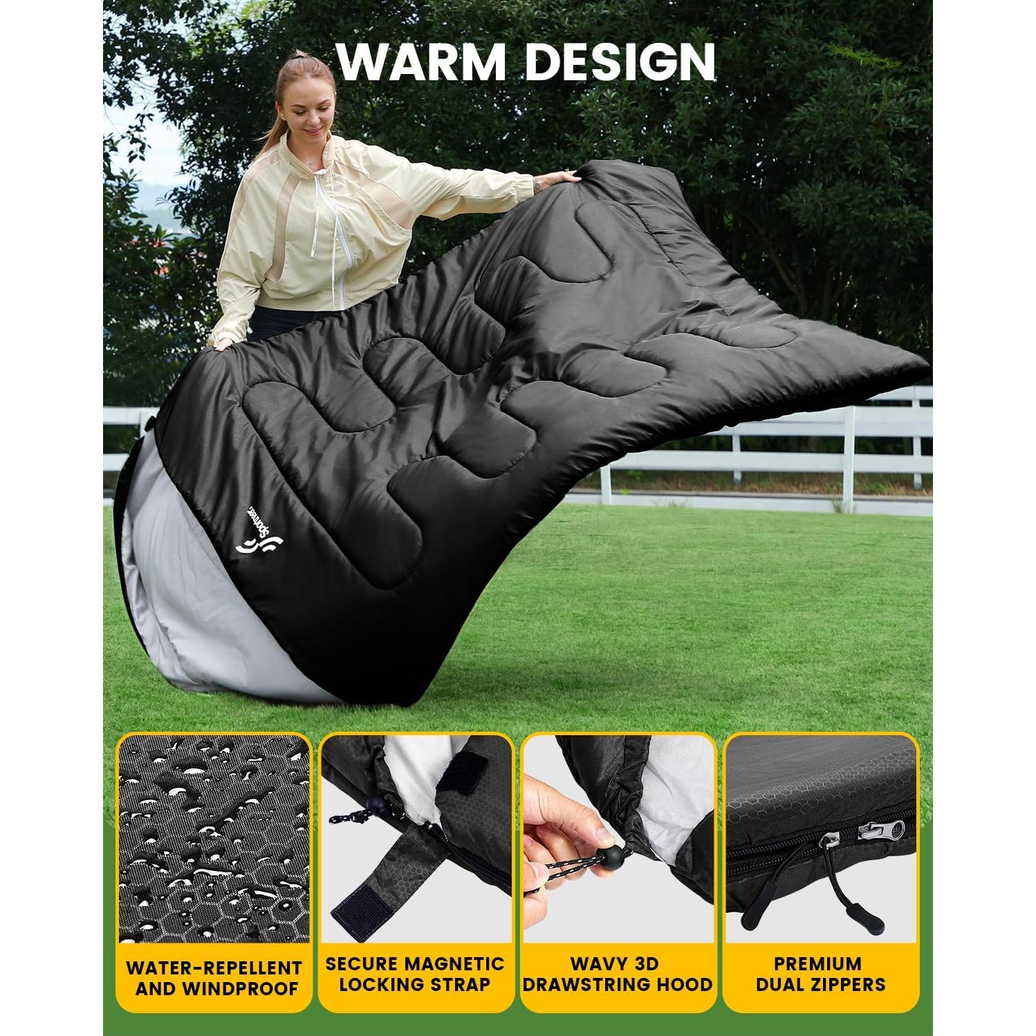 Saco de dormir doble Sportneer para 2 personas, 3 estaciones