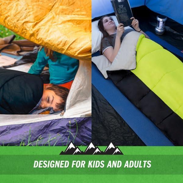 Saco de dormir Wakeman Outdoors 2 estaciones Verde Neón 190.5x81.3cm
