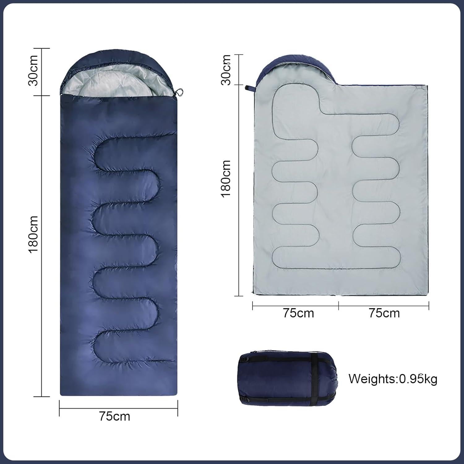 Saco de dormir Petgin 3 estaciones ligero impermeable 210x75cm