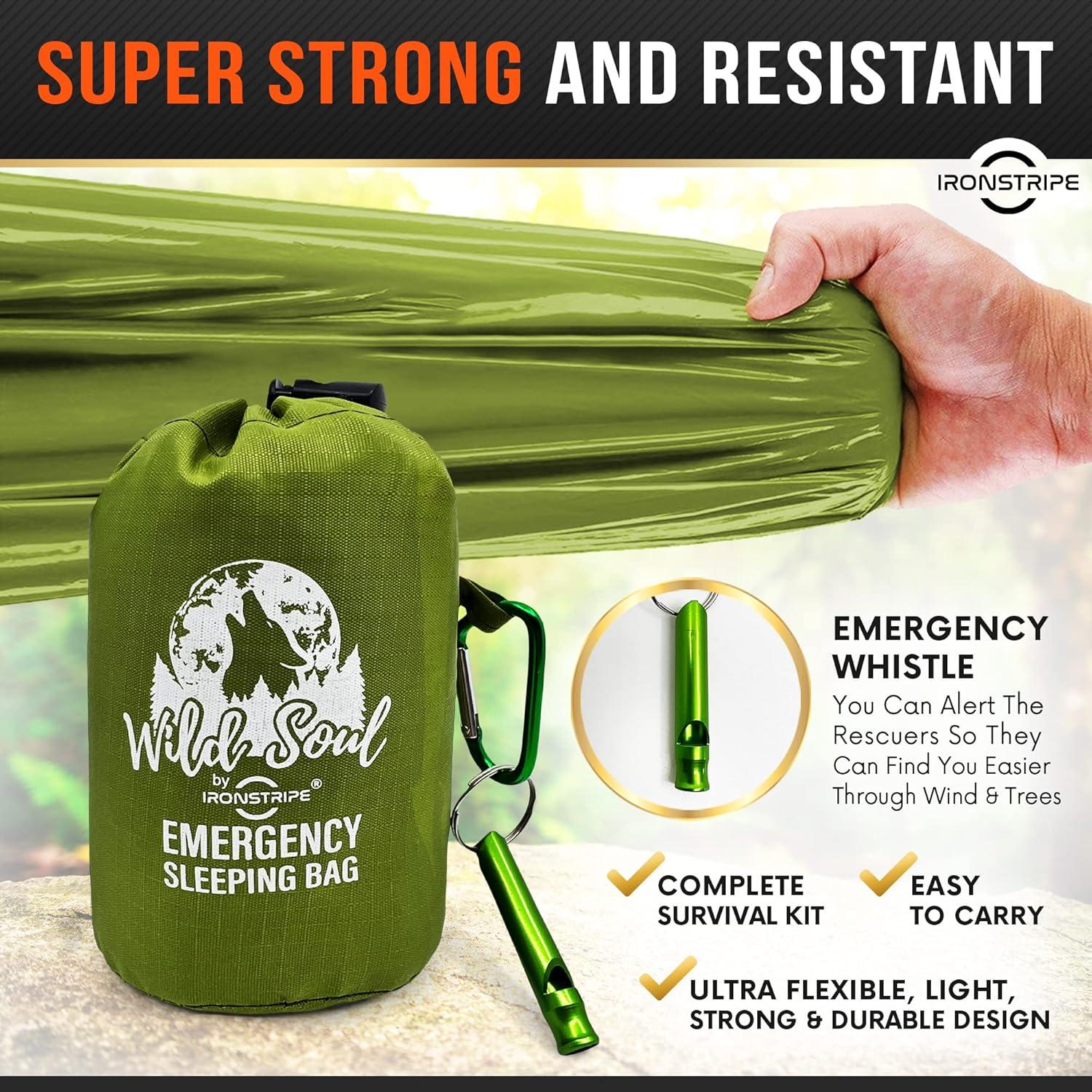 Saco de Dormir de Supervivencia Ironstripe XL Impermeable