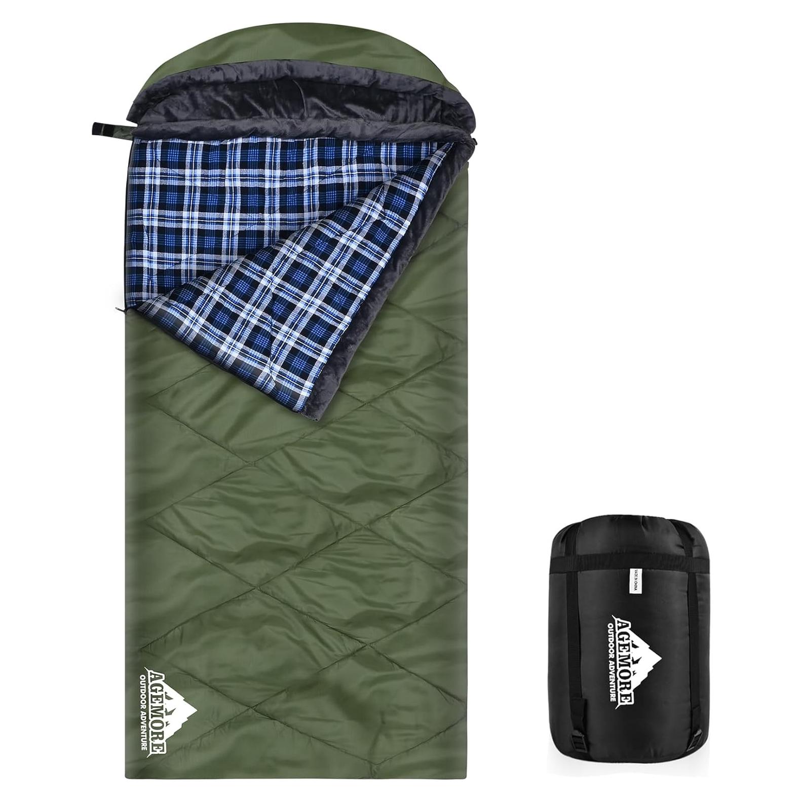 Saco de Dormir XL AGEMORE Franela Algodón Impermeable