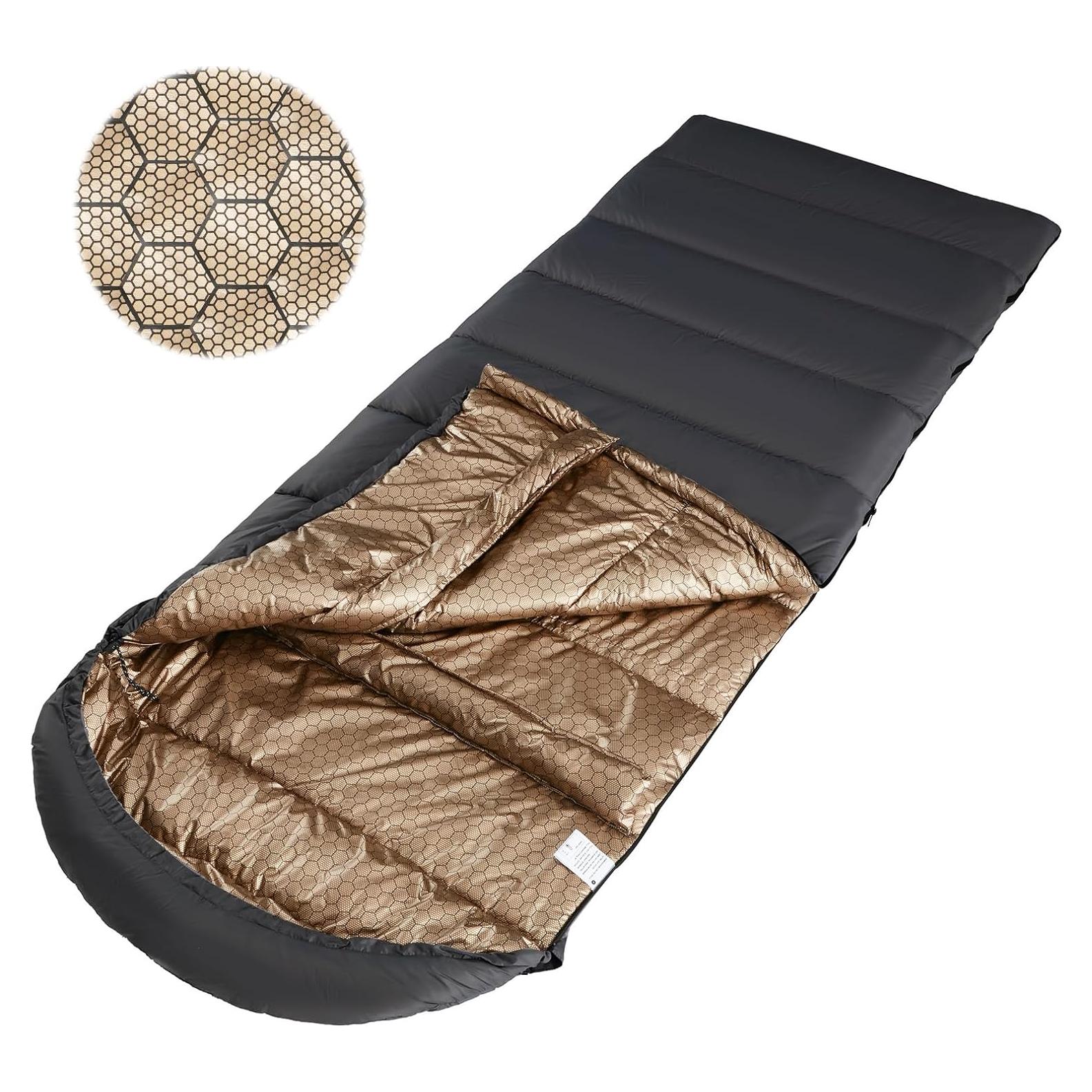 Saco de dormir WILDROOTS para clima frío, 1 persona, gris