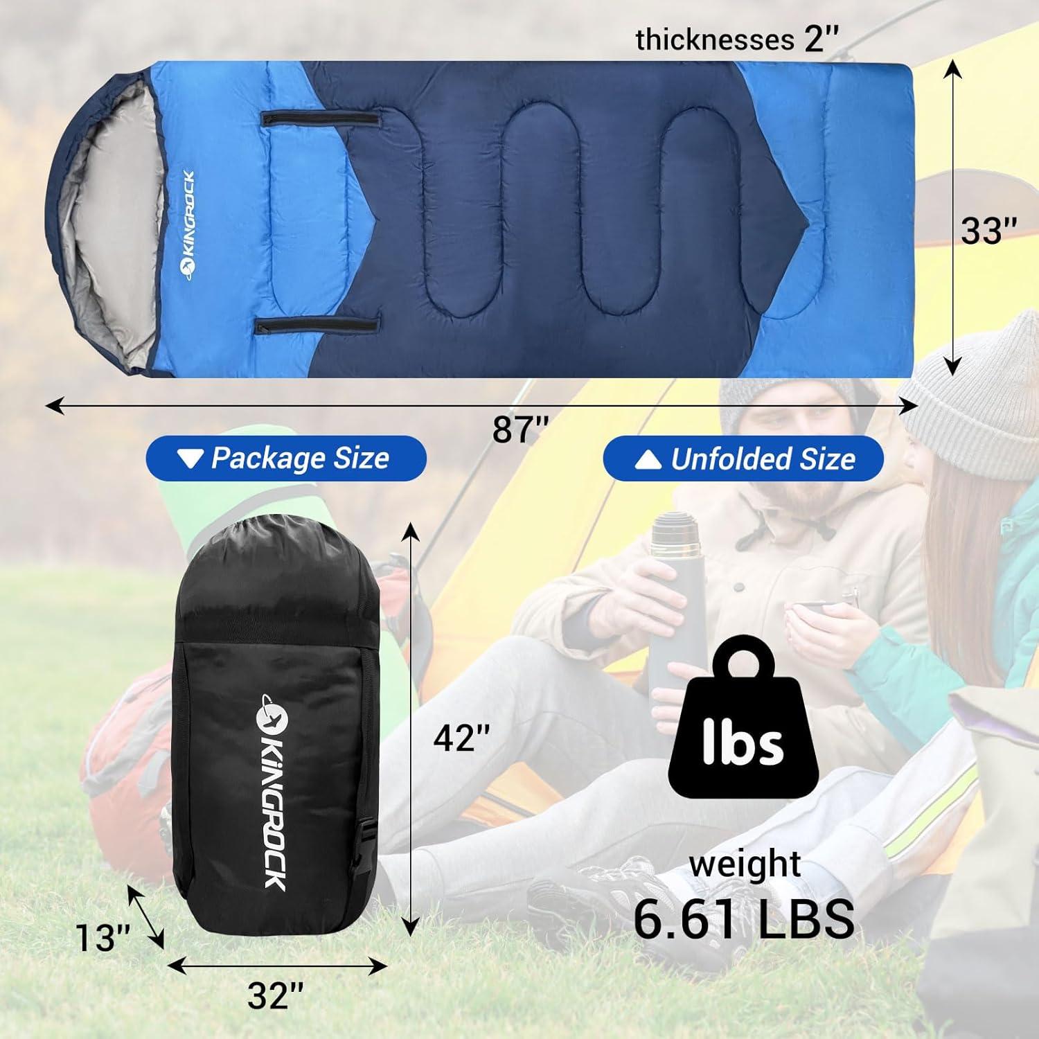 Saco de Dormir KINGROCK Impermeable para Climas Fríos 220x83 cm