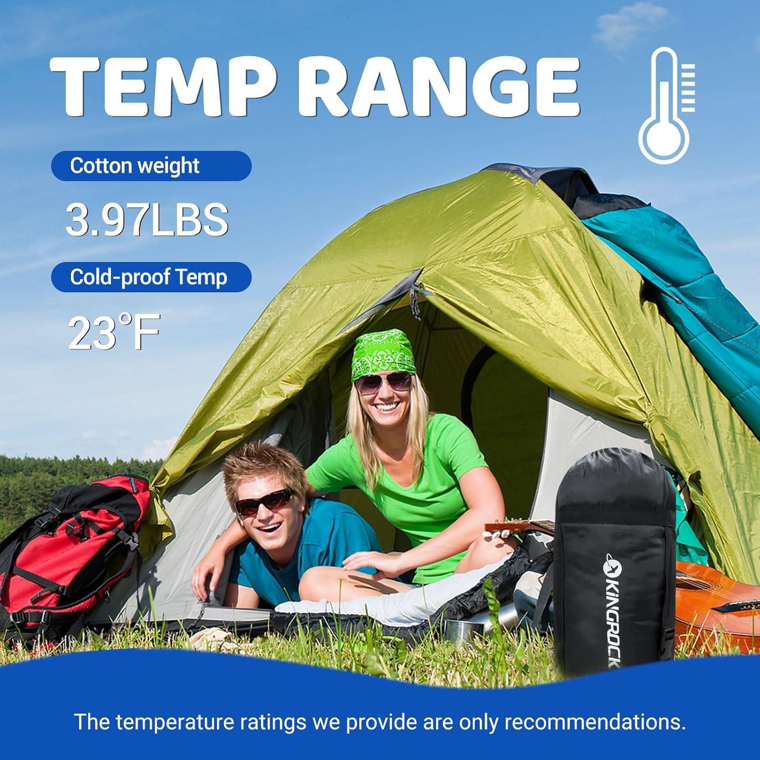 Saco de Dormir KINGROCK Impermeable para Climas Fríos 220x83 cm