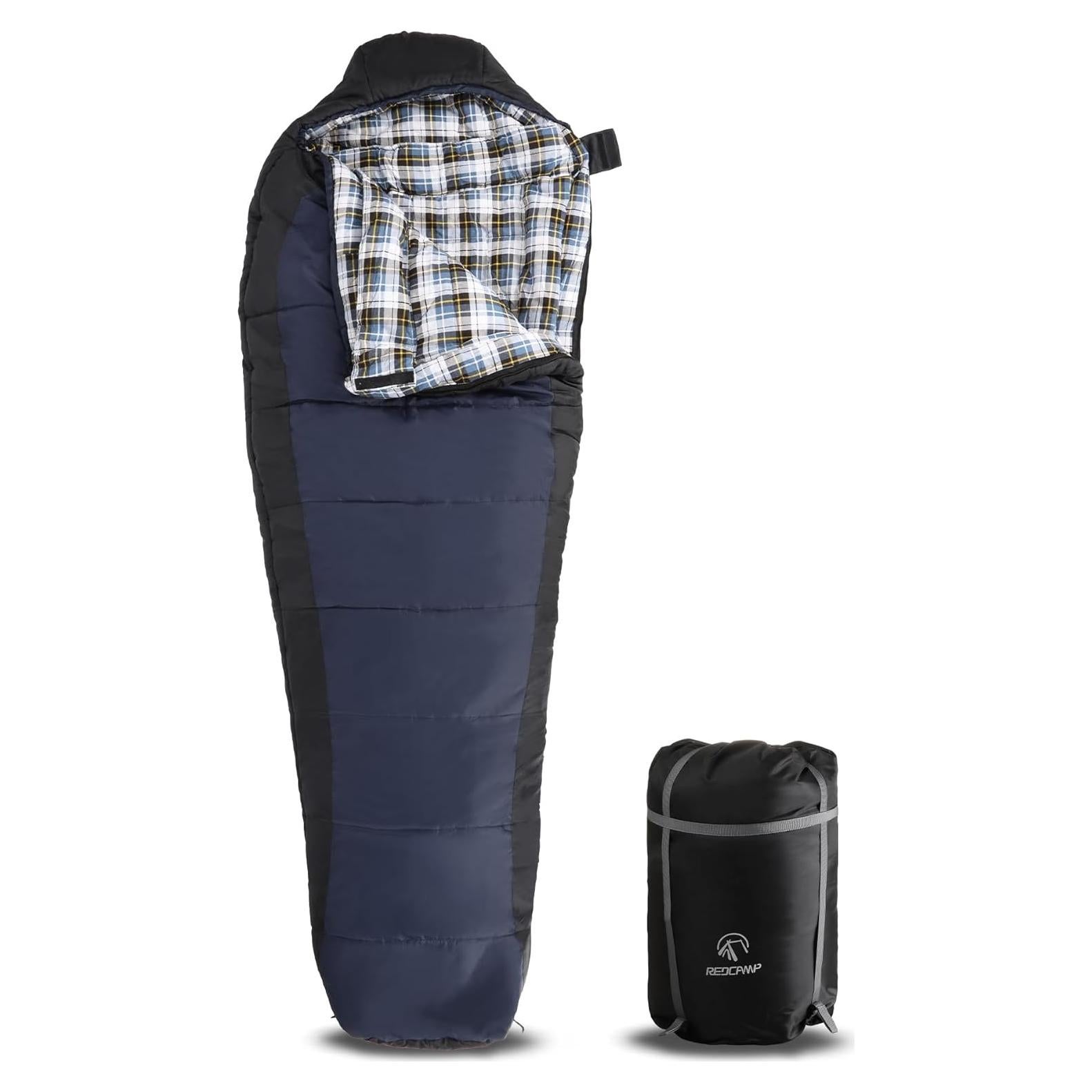 Saco de Dormir Momia REDCAMP 0°C Algodón Franela 220x79cm