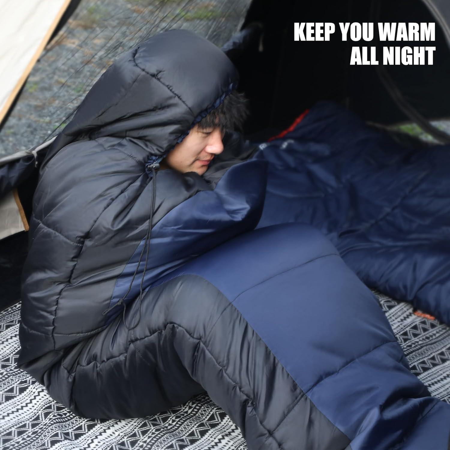 Saco de Dormir Momia REDCAMP 0°C Algodón Franela 220x79cm