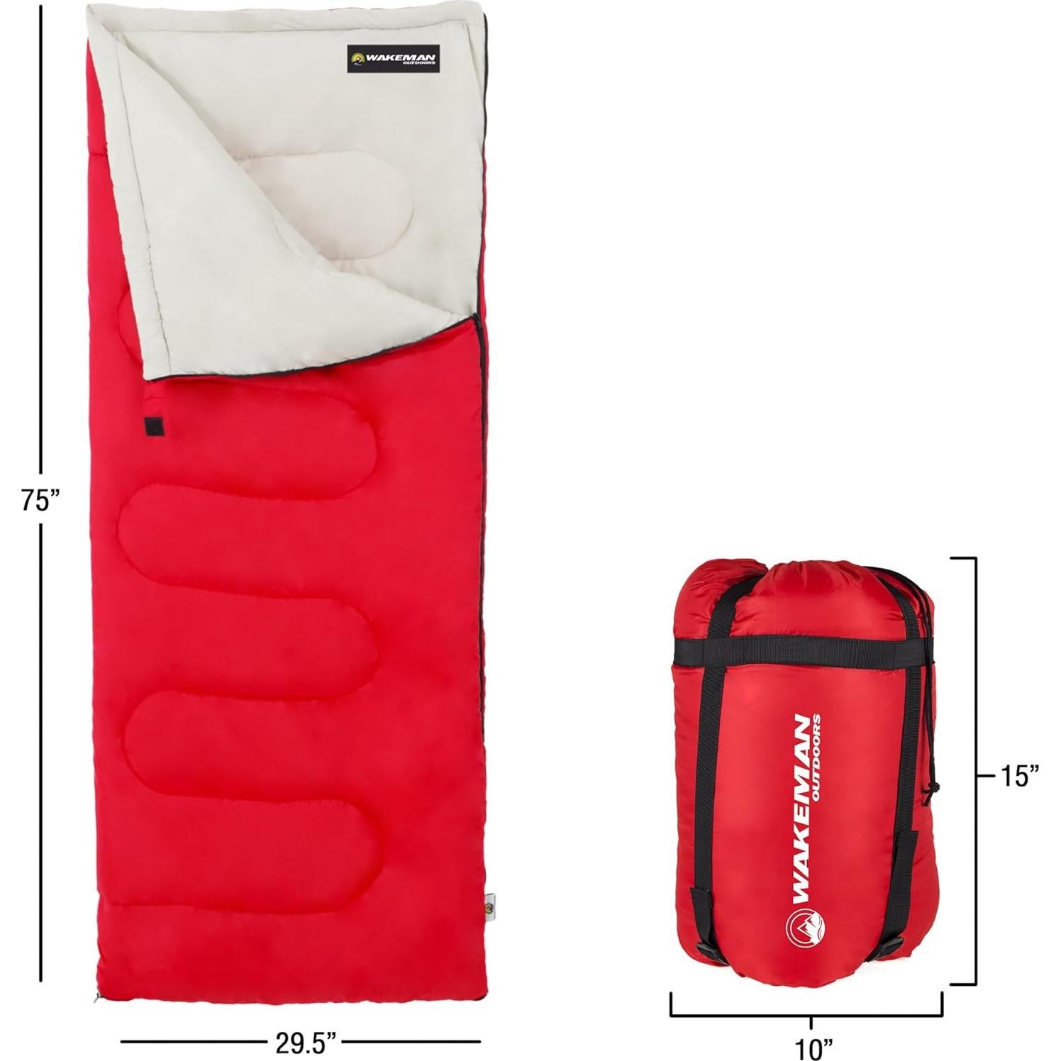 Saco de Dormir Ligero Wakeman 190.5x81.3cm para Camping