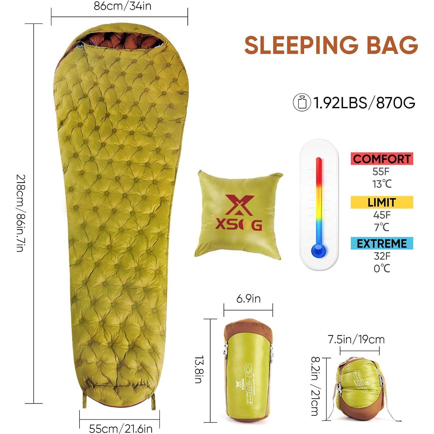 Saco de Dormir Ultraligero XSOG MFH500 0.87kg 0-13°C