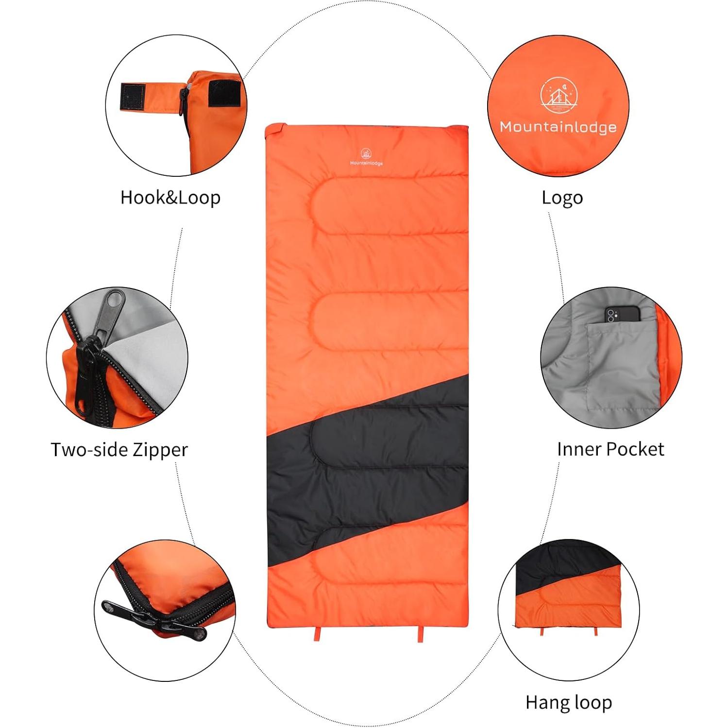 Saco de dormir 3 estaciones MOUNTAINLODGE impermeable 195x80cm