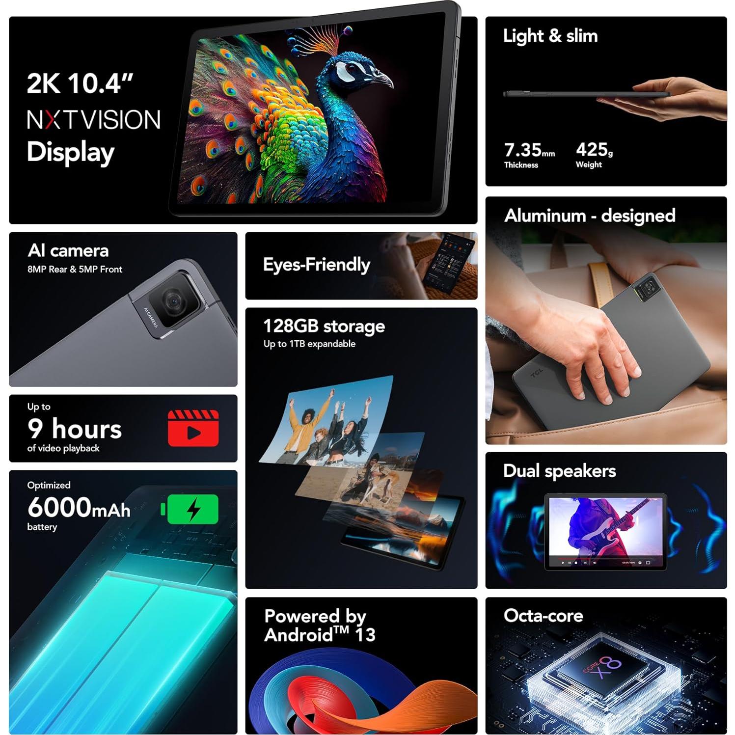 TCL TAB 10 Gen 2 Tableta Android 10.4" 128GB Gris Espacial