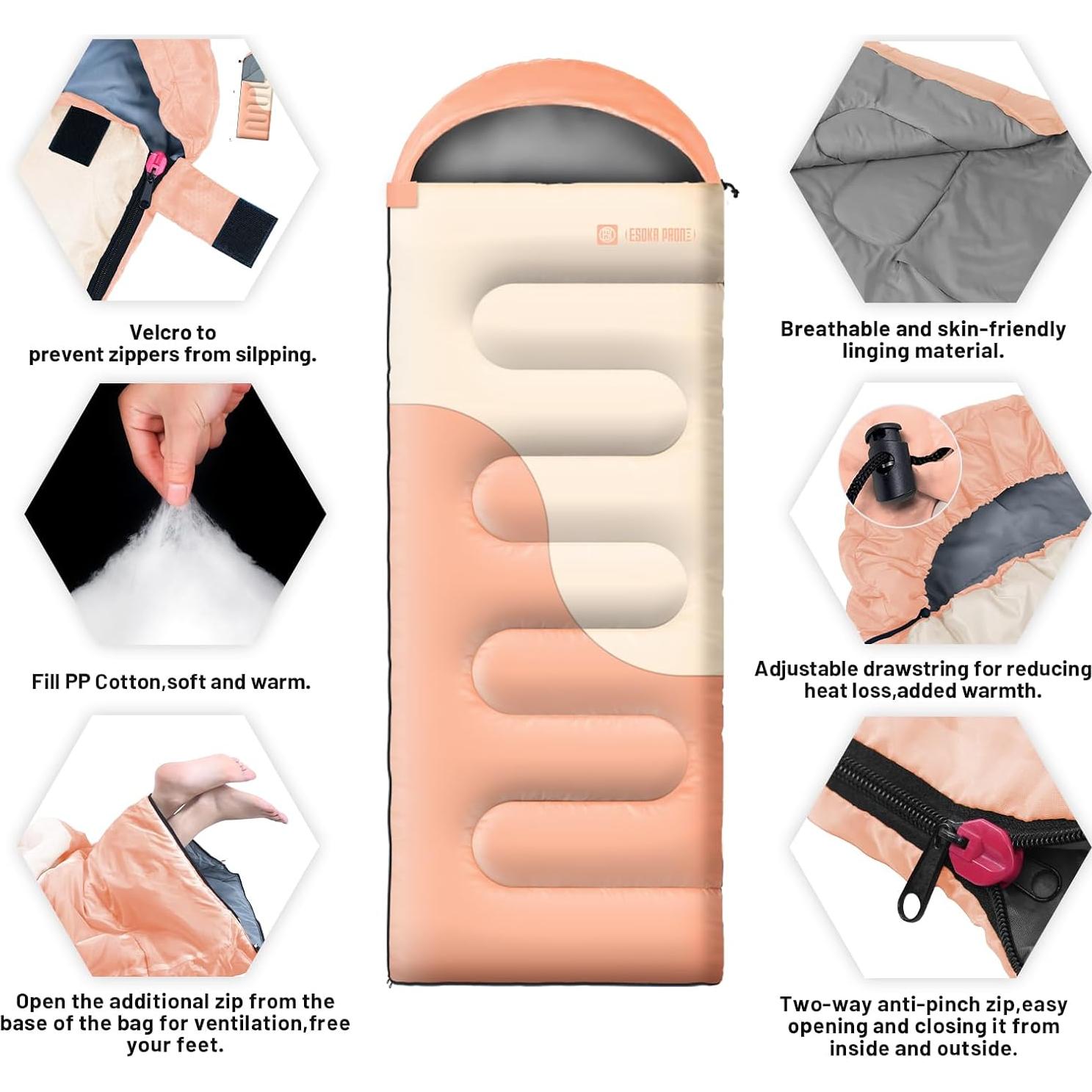 Saco de dormir ligero ESOKA PRON 220x80 cm impermeable