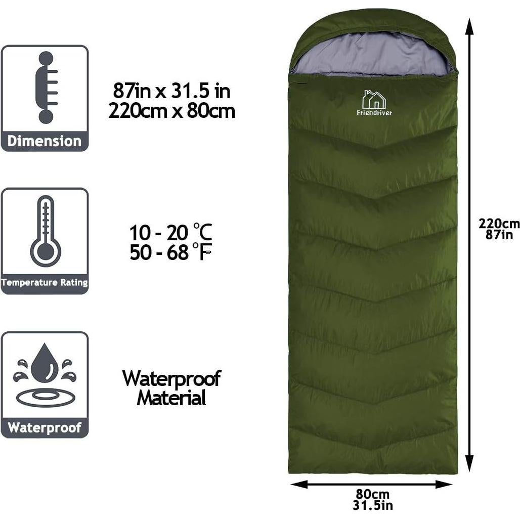 Saco de Dormir XL Friendriver Impermeable 220x80cm Microfibra