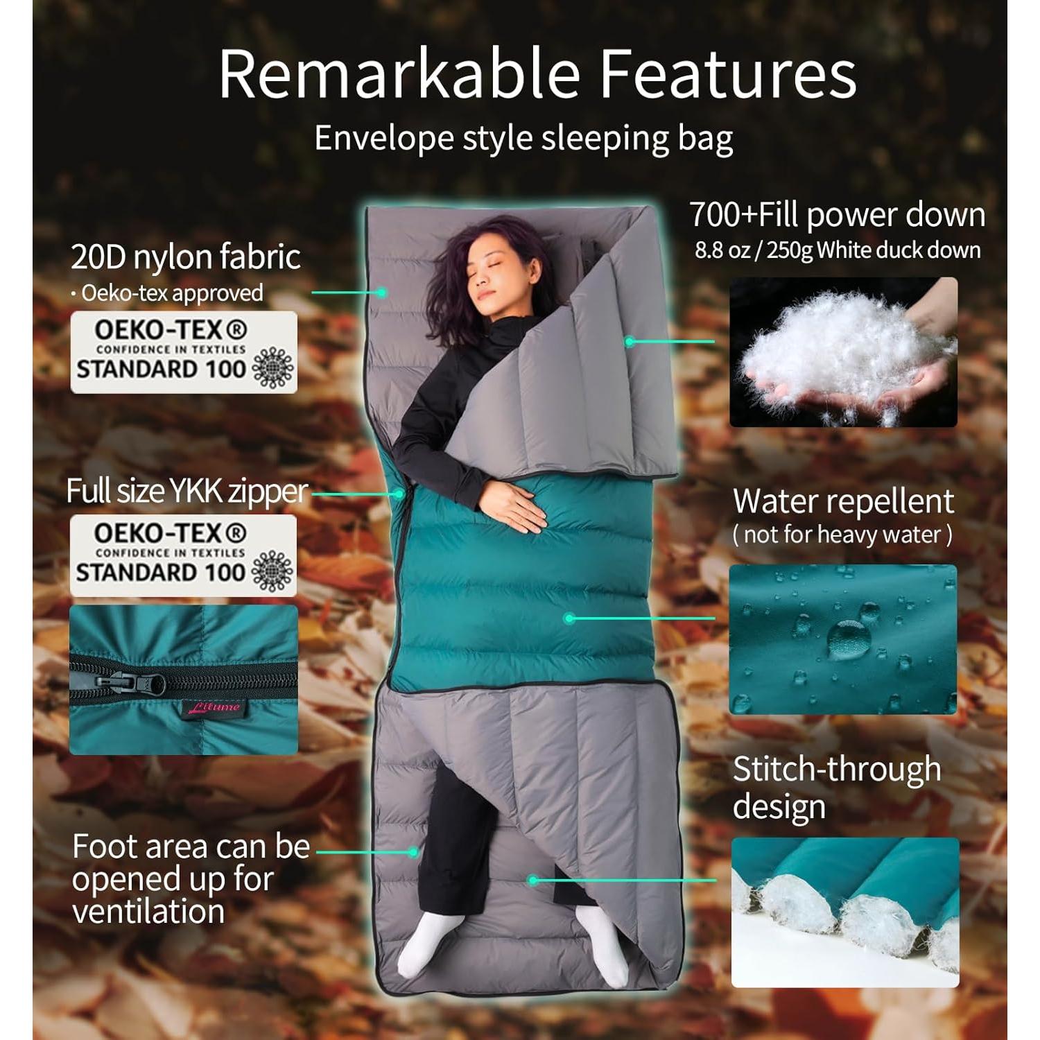 Saco de Dormir Litume C2202 de Plumas 3 Temporadas 500g