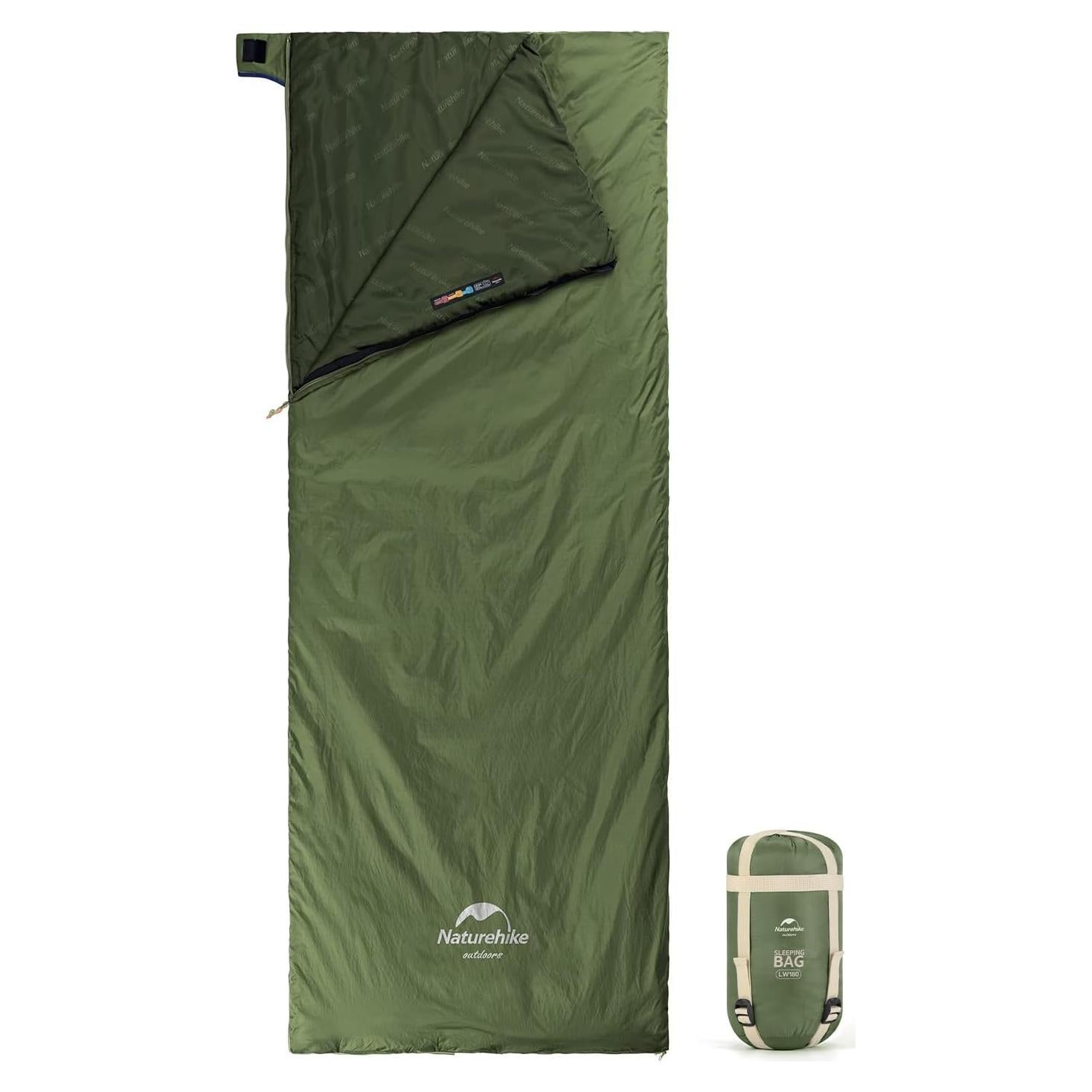 Saco de dormir ultraligero Naturehike 0.76 kg, 15°C/0°C, verde