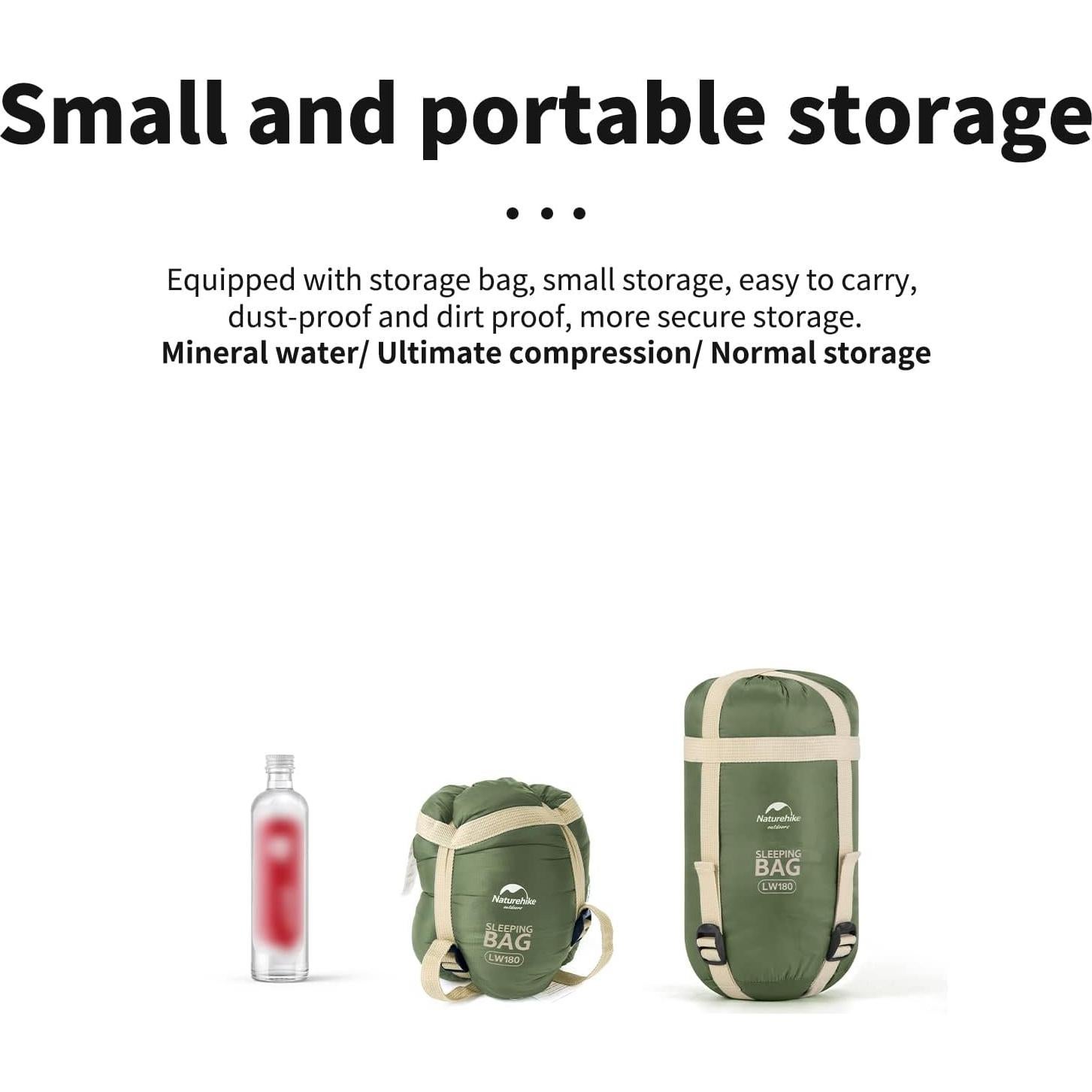 Saco de dormir ultraligero Naturehike 0.76 kg, 15°C/0°C, verde